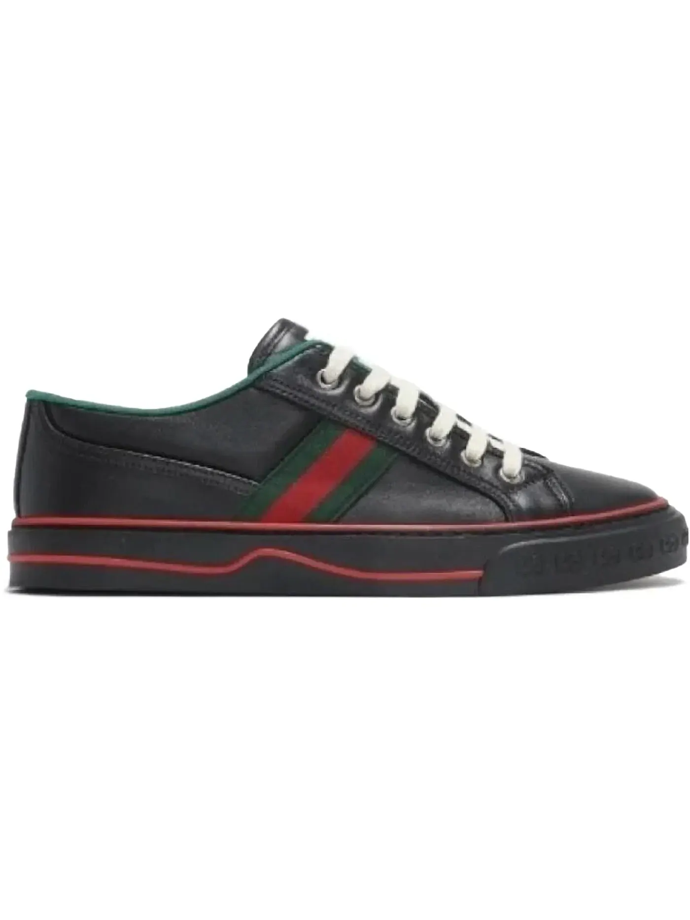 Кеды мужские Gucci Tennis 1977, кожаные — изображение 1 из 1, черный/зеленый/красный