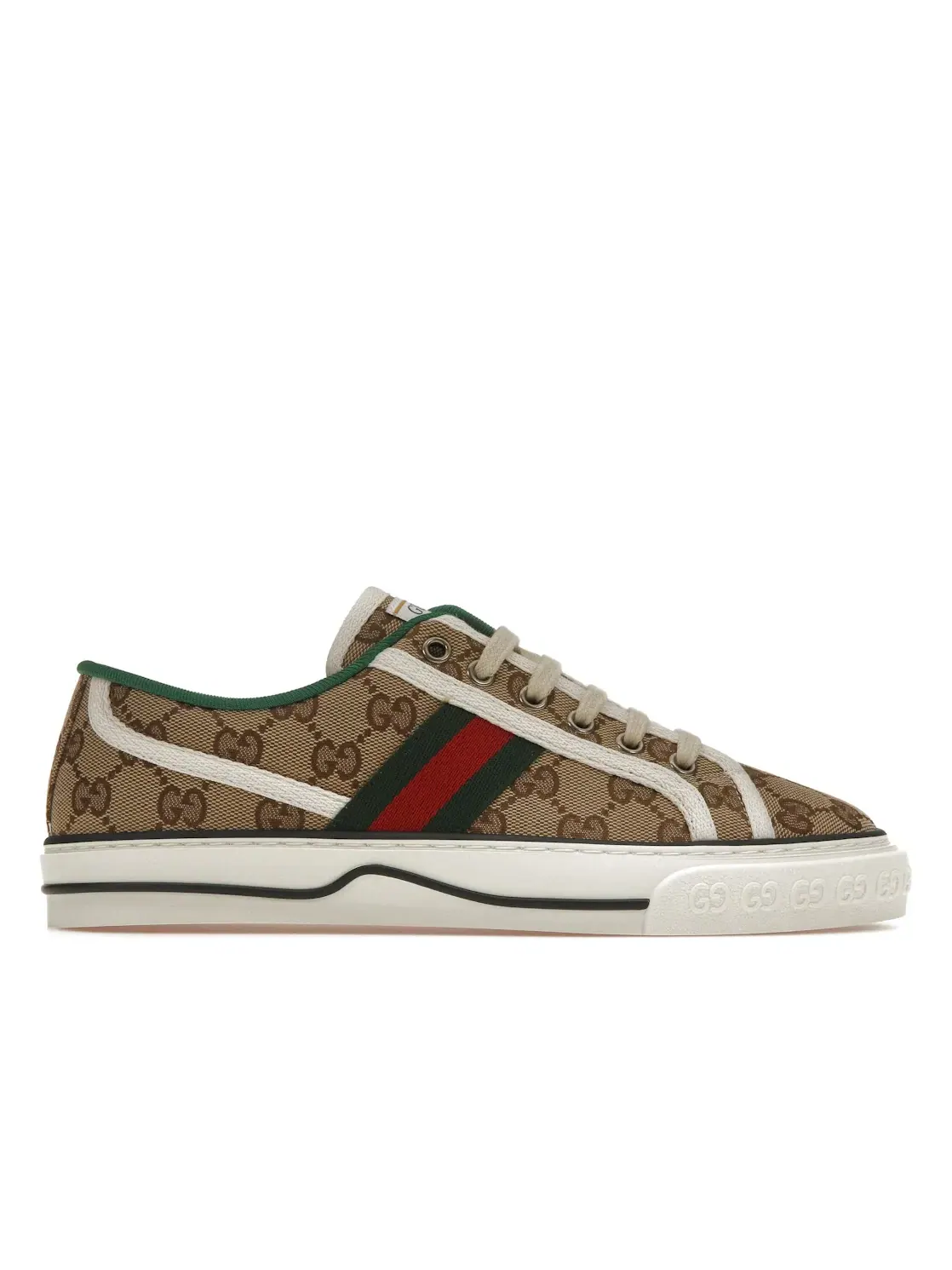 Кроссовки женские Gucci Tennis 1977 GG, с принтом GG — изображение 1 из 4, белый/красный/зеленый