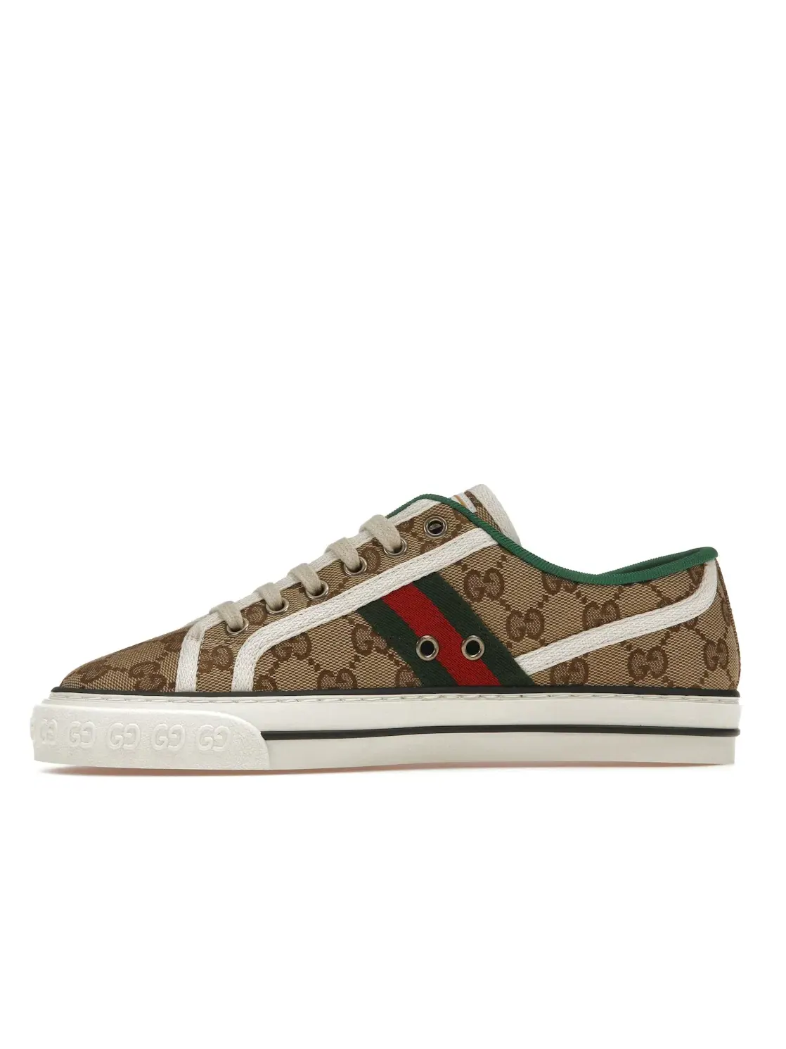 Кроссовки женские Gucci Tennis 1977 GG, с принтом GG — изображение 3 из 4, белый/красный/зеленый