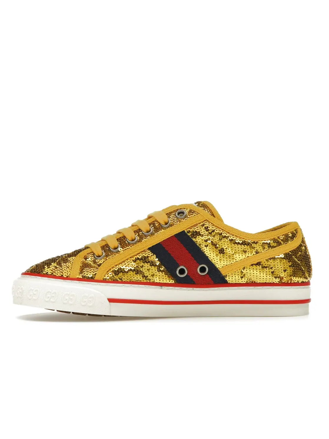 Кроссовки женские Gucci Tennis 1977, кожаные — изображение 3 из 4, золотистый