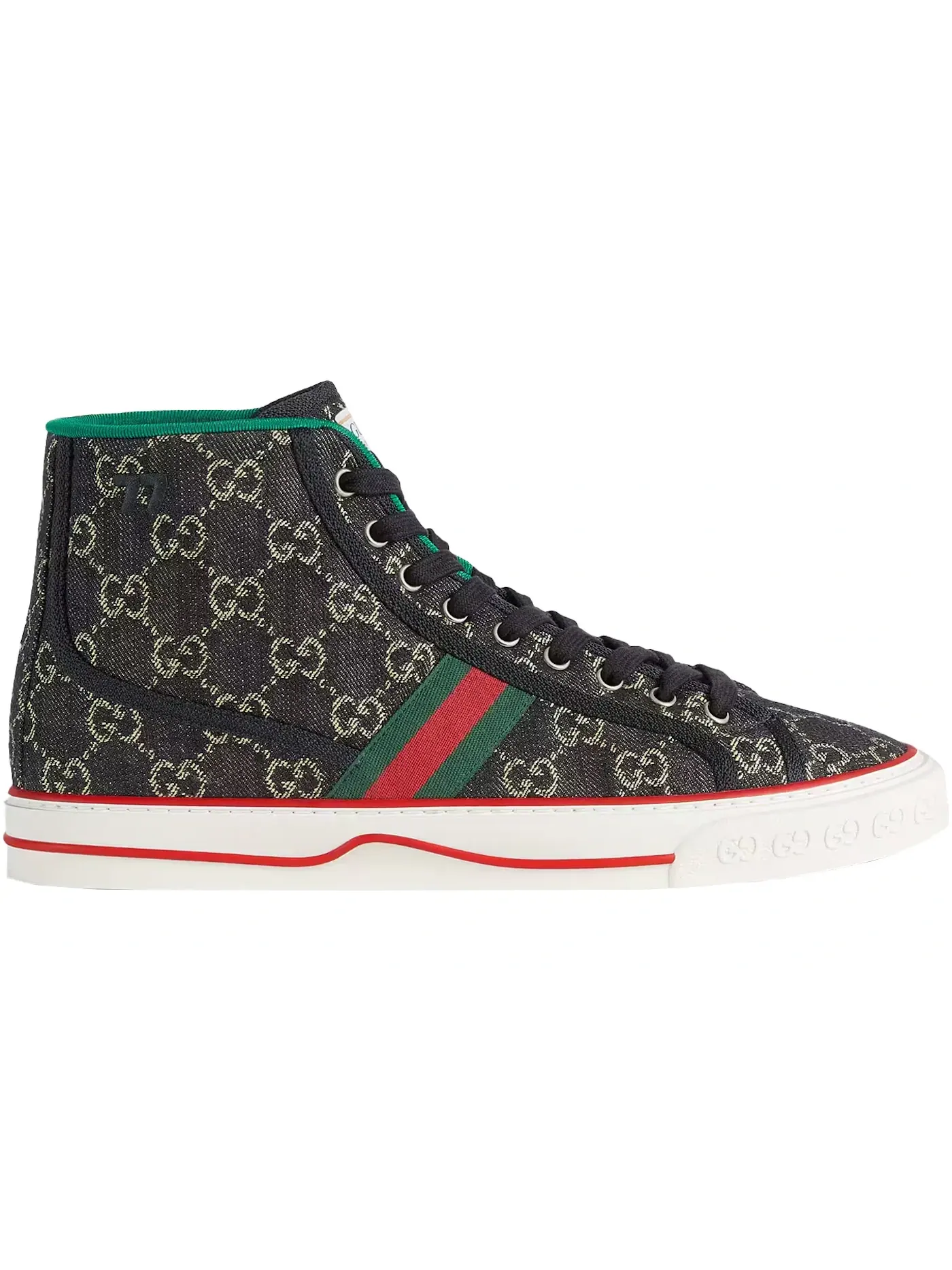 Кроссовки высокие Gucci Tennis 1977 High Top с принтом Mini GG — изображение 1 из 1, черный/слоновая кость
