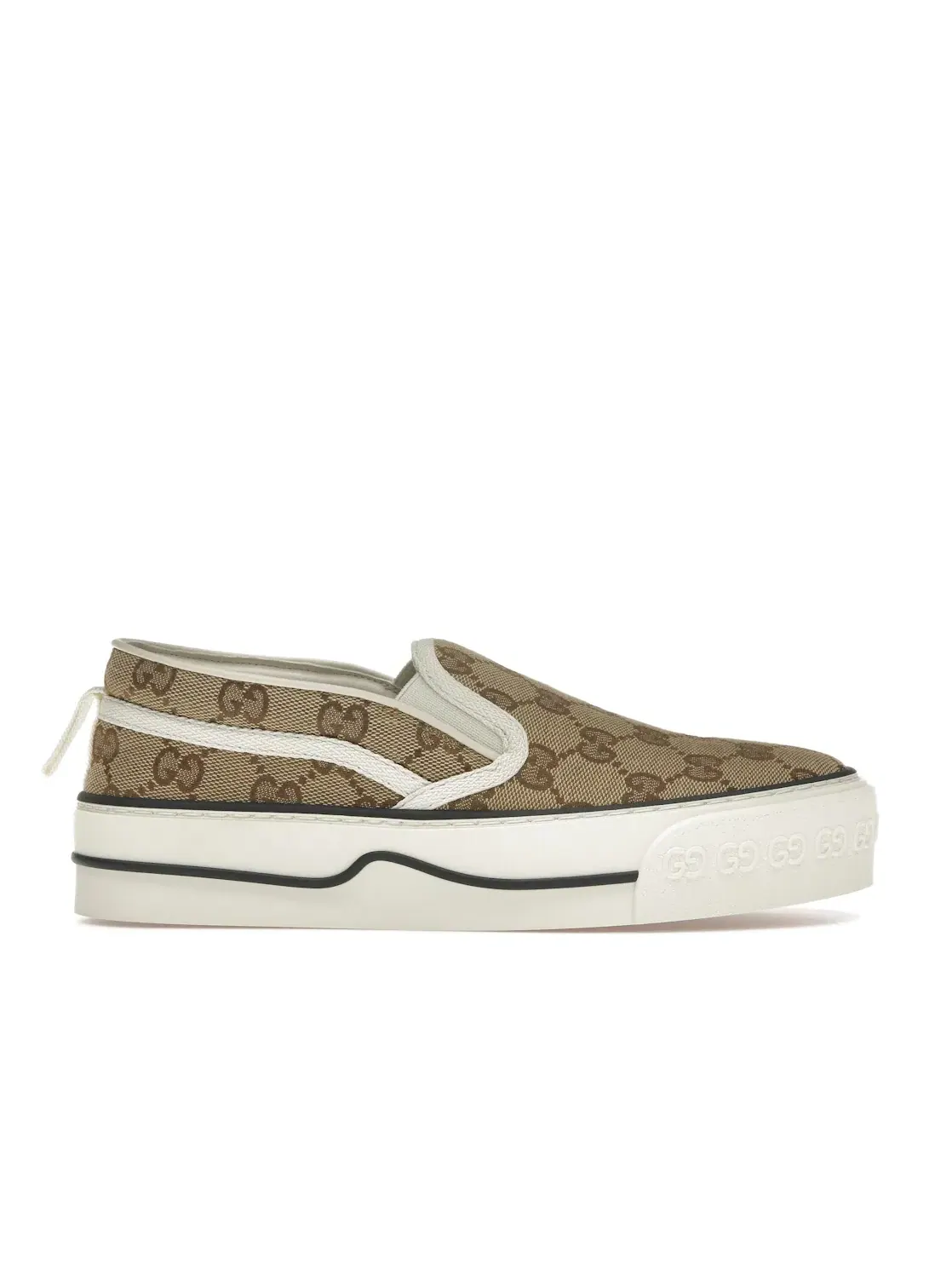 Кеды Gucci Tennis 1977 Slip-On, кожаные, с принтом GG — изображение 1 из 4, белый
