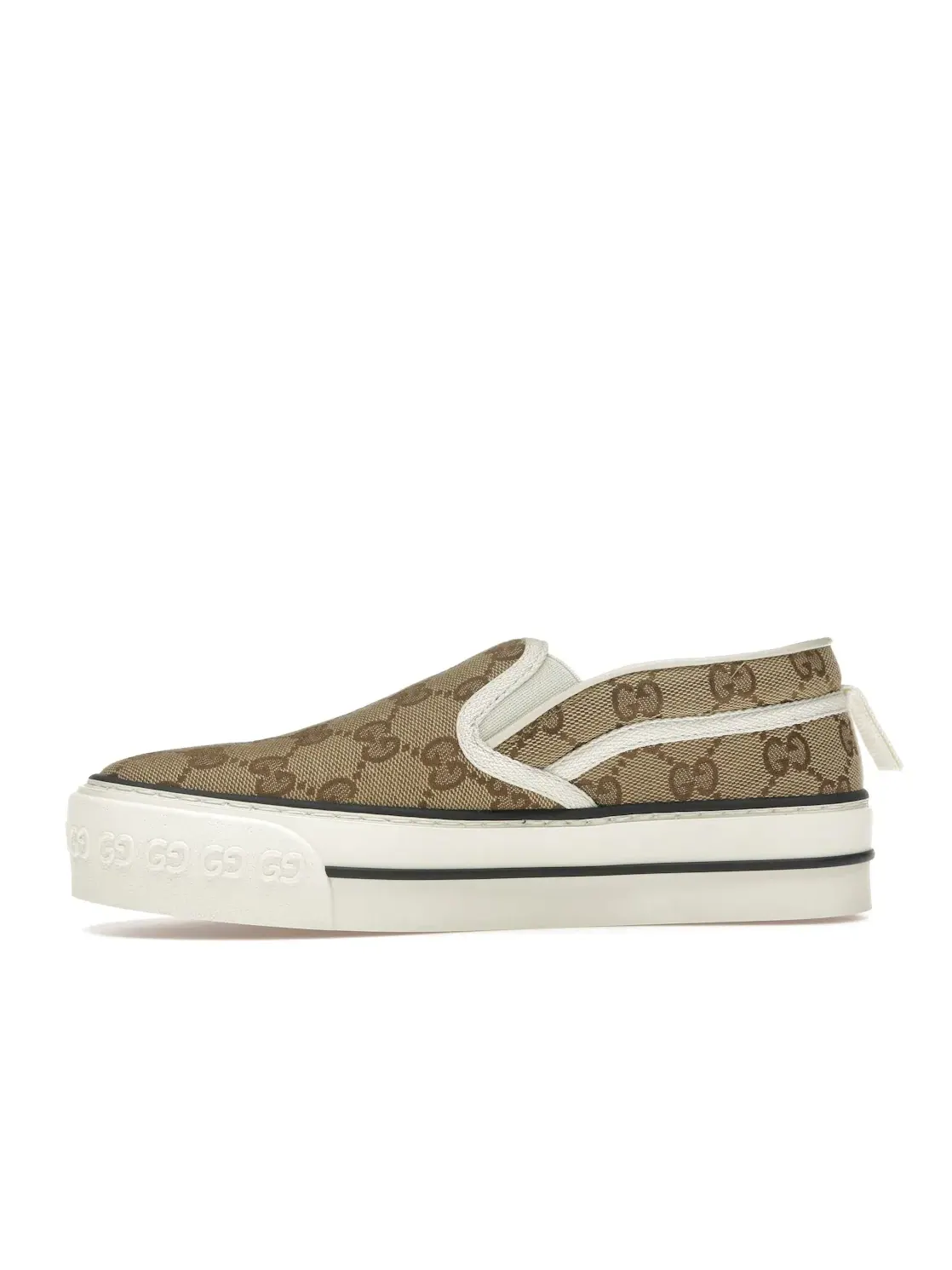 Кеды Gucci Tennis 1977 Slip-On, кожаные, с принтом GG — изображение 3 из 4, белый