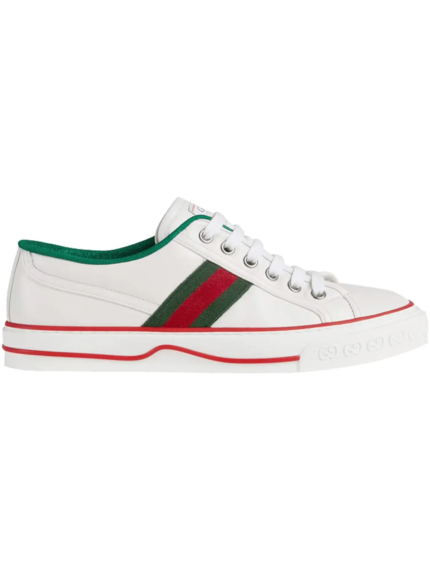 Кроссовки женские Gucci Tennis 1977 с принтом, кожаные — изображение 1 из 1, белый/зеленый/красный