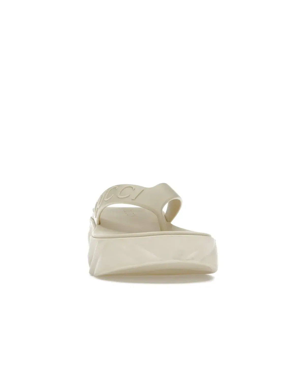 Сандалии женские Gucci Thong Platform Sandal на платформе, кожаные — изображение 2 из 4, белый
