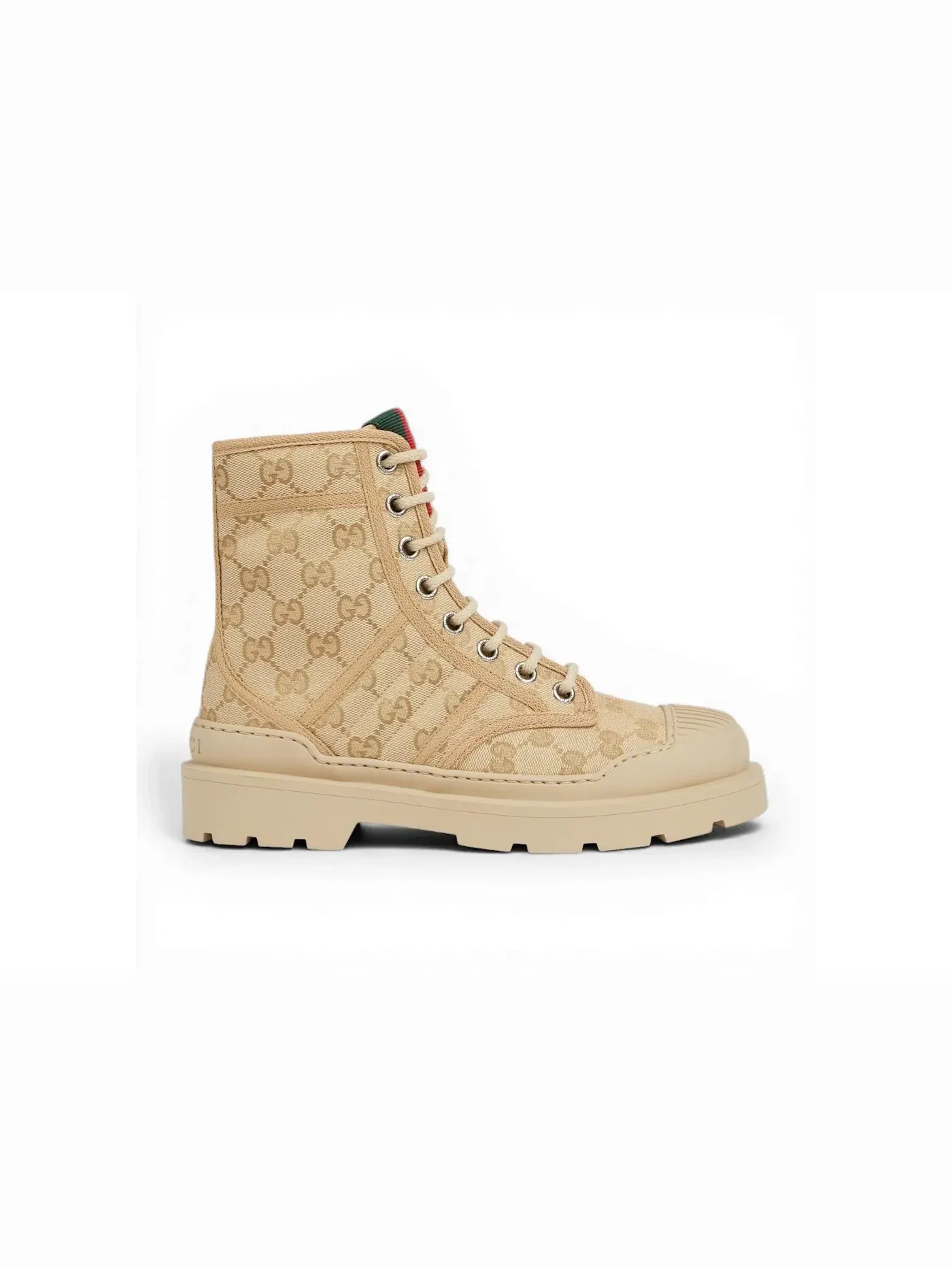 Ботинки женские Gucci Walker Combat Boot, с принтом GG — изображение 1 из 1, бежевый коричневый