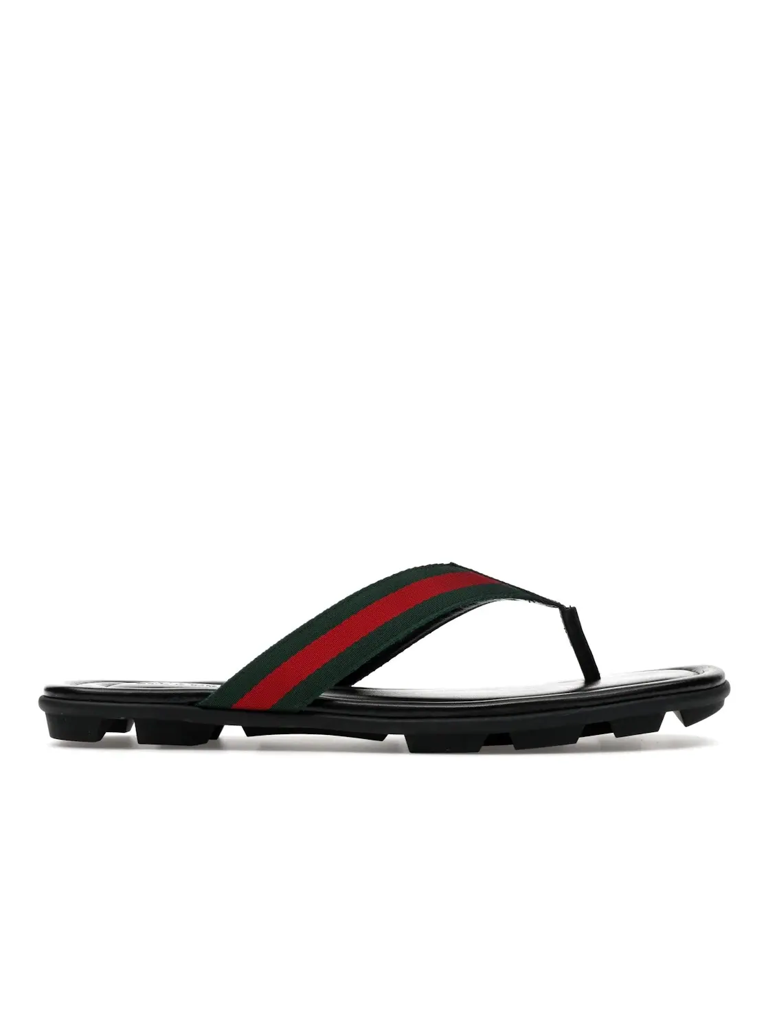 Сандалии мужские Gucci Web and Leather Thong Sandal, с принтом Gucci Web