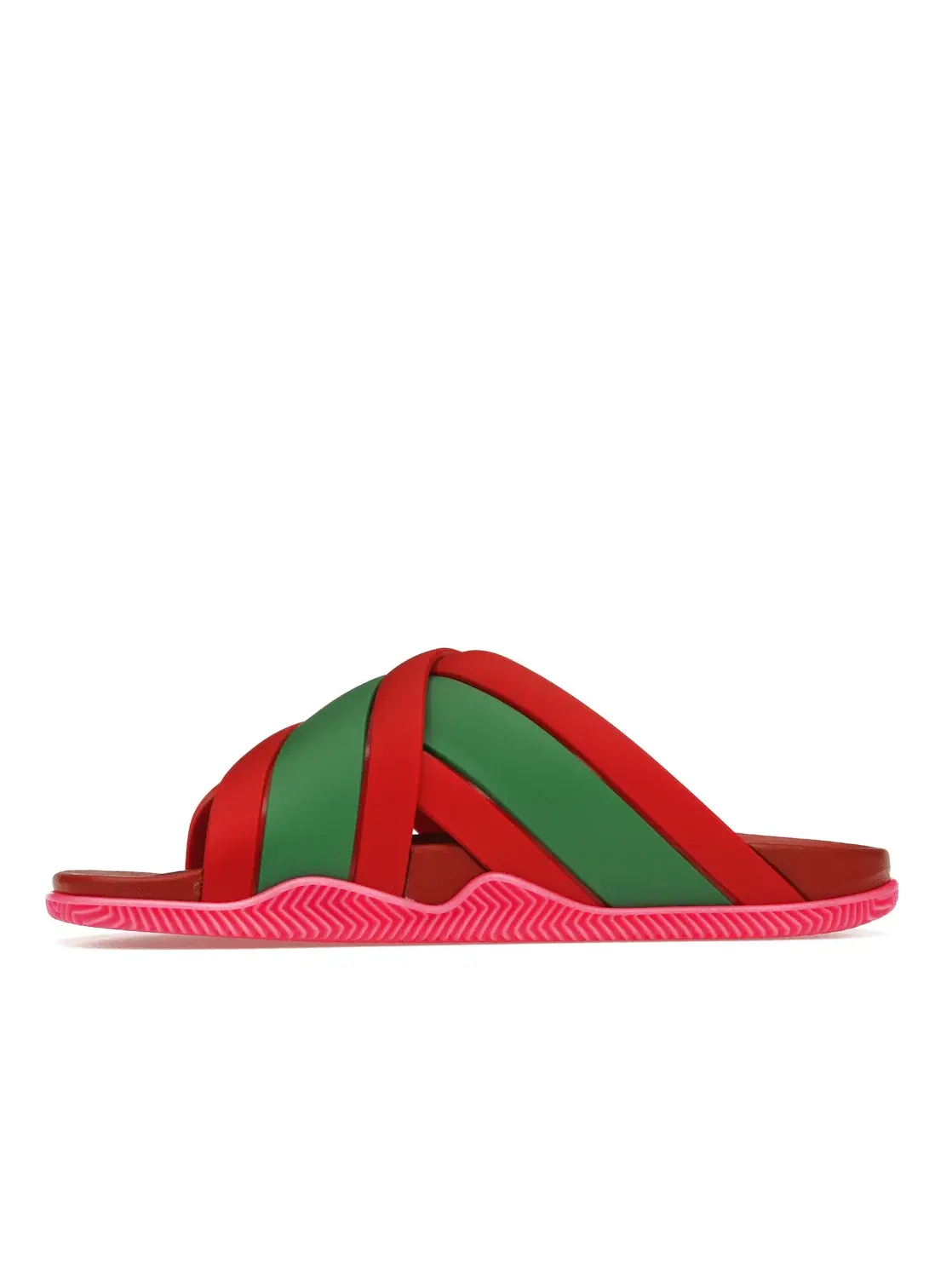 Шлепанцы женские Gucci Web Slide, с перекрестными ремешками — изображение 3 из 4, зеленый/красный/розовый