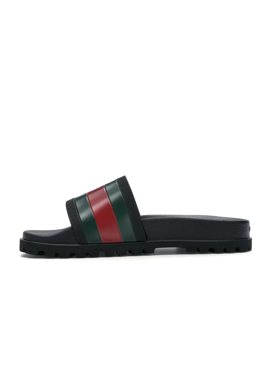 Мужские шлепанцы с веб-полоской Gucci Web Slide Sandal — изображение 3 из 4, черный/зеленый-красный