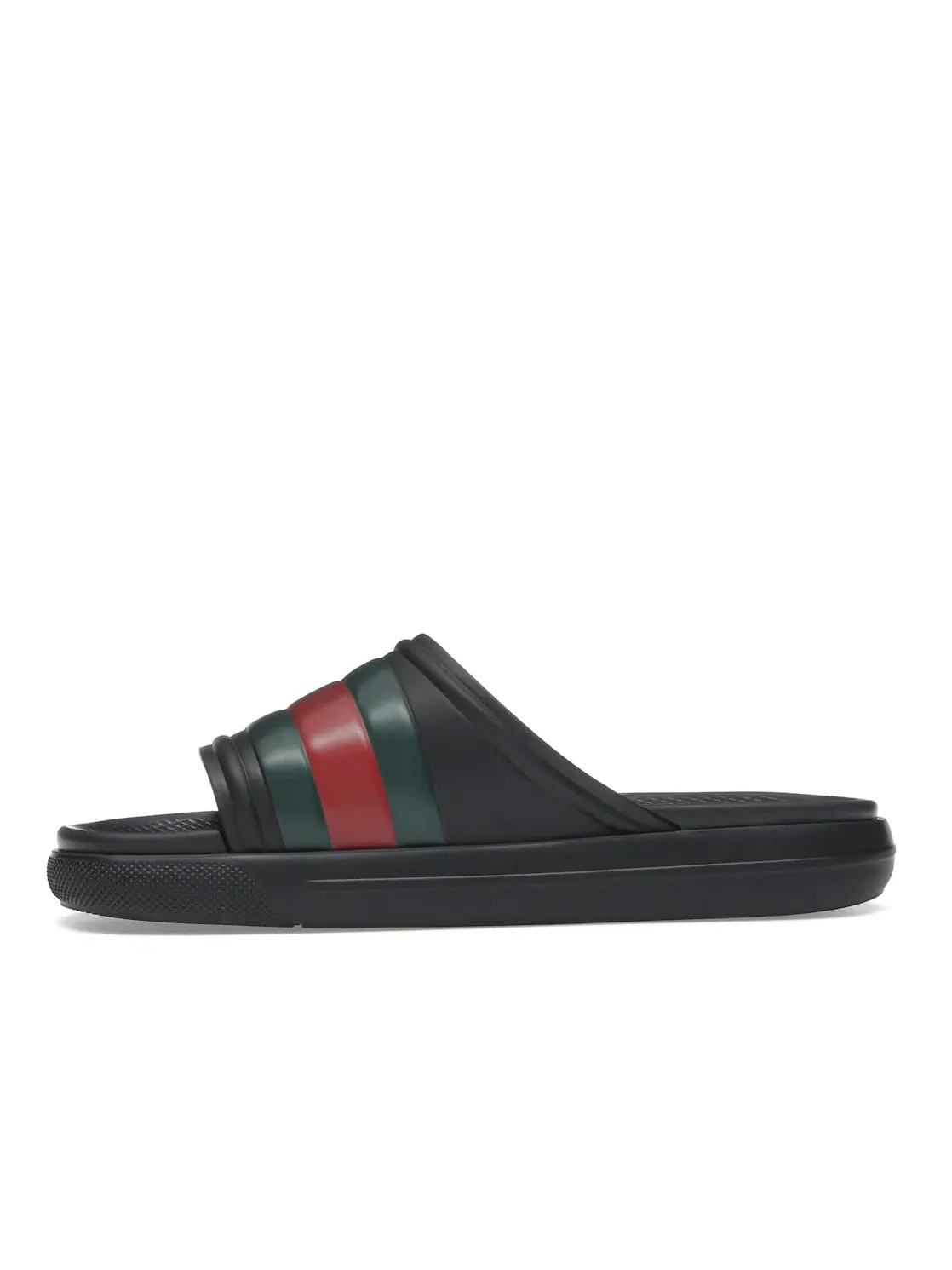 Сандалии мужские Gucci Web Slide Sandal, кожаные — изображение 3 из 4, черный/зеленый/красный