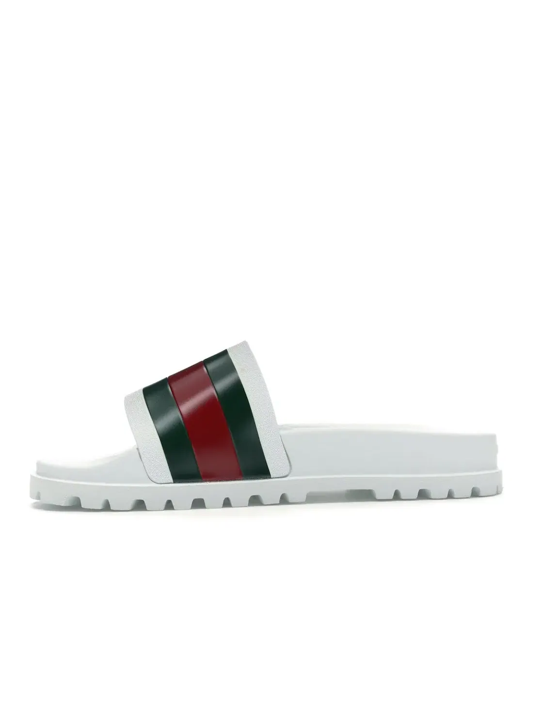 Сандалии-слайды мужские Gucci Web, кожаные — изображение 3 из 4, бело-зелено-красный