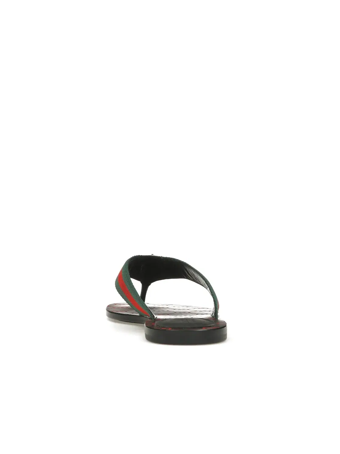 Сандалии-вьетнамки Gucci Web Thong Sandal, натуральная кожа — изображение 4 из 4, зеленый/красный/черный