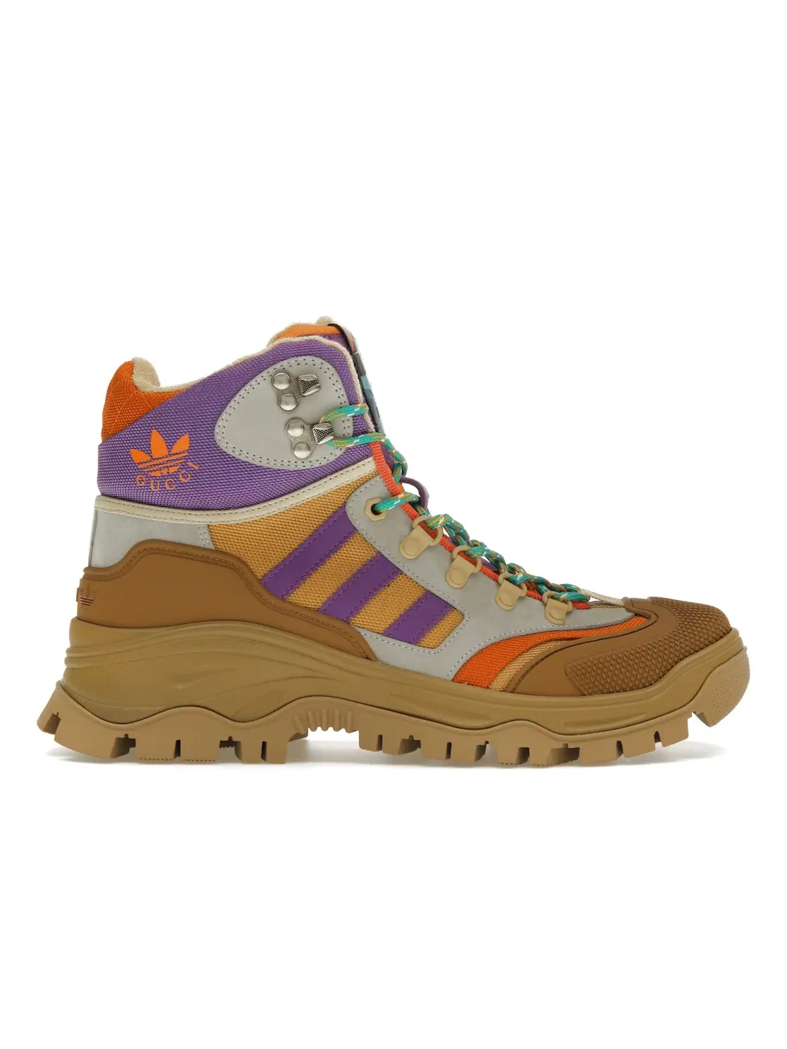 Ботинки женские Gucci x Adidas Laced Up Boots, шнуровка — изображение 1 из 4, фиолетовый