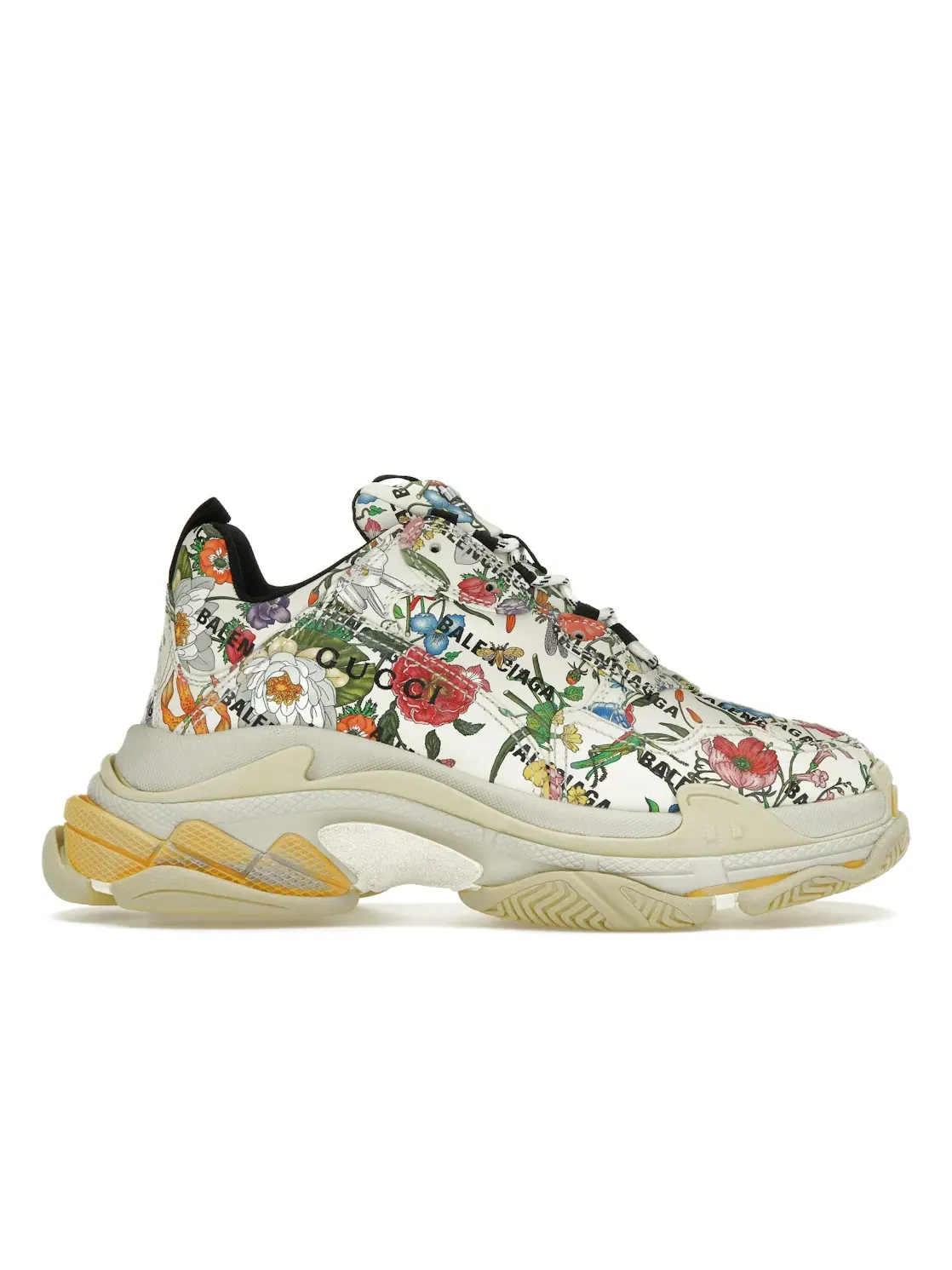 Кроссовки Gucci x Balenciaga The Hacker Project Triple S, с цветочным принтом Flora — изображение 1 из 4
