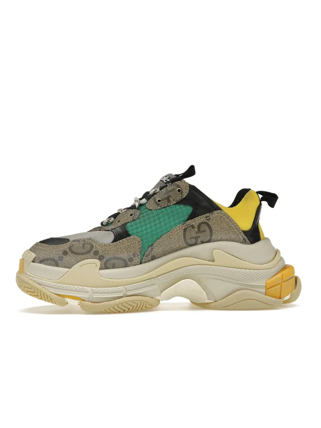 Кроссовки женские Gucci x Balenciaga The Hacker Project Triple S, с принтом — изображение 3 из 4, бежевый синий желтый