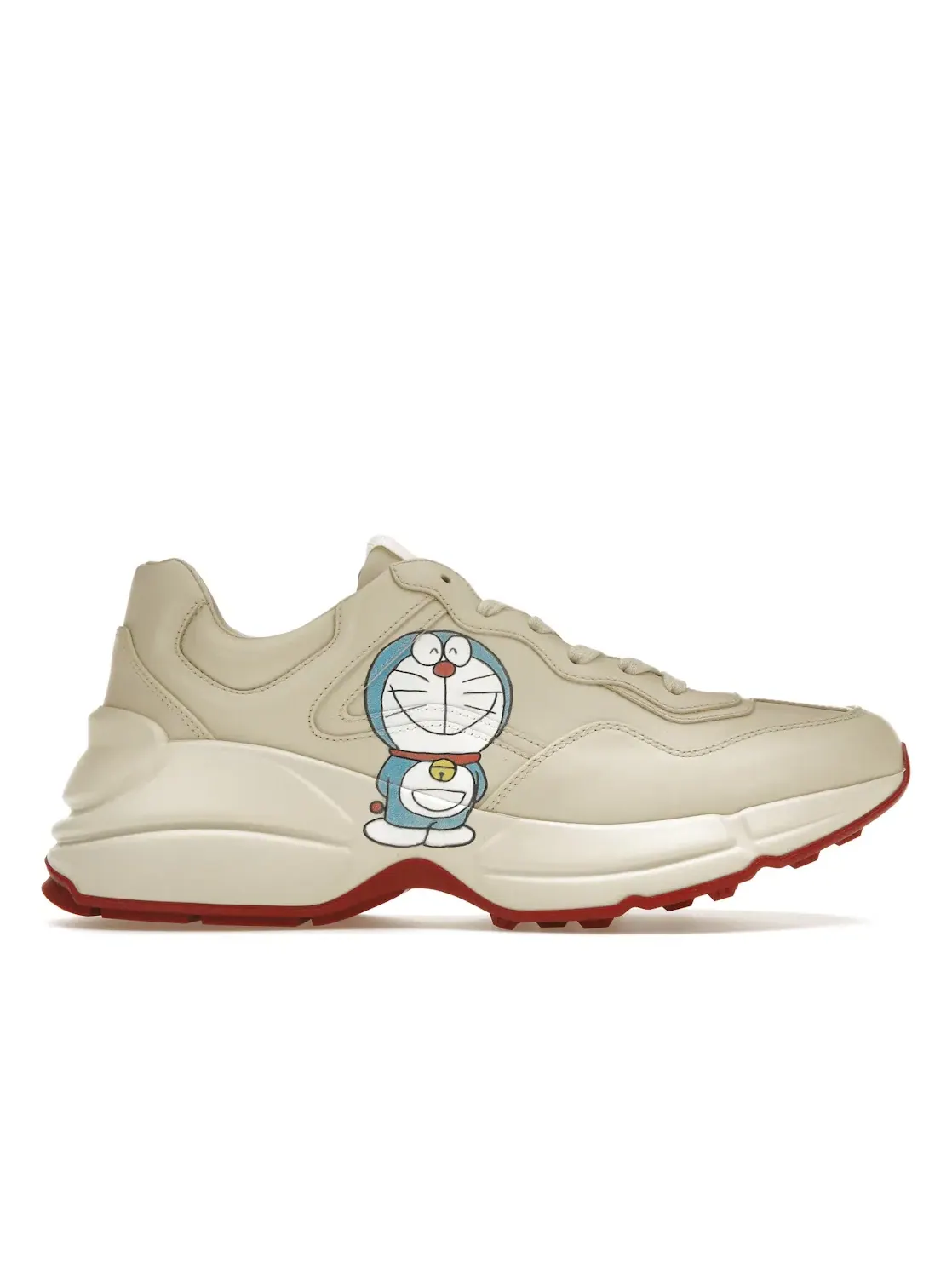 Кроссовки женские Gucci x Doraemon, с принтом — изображение 1 из 4, слоновая кость/красный
