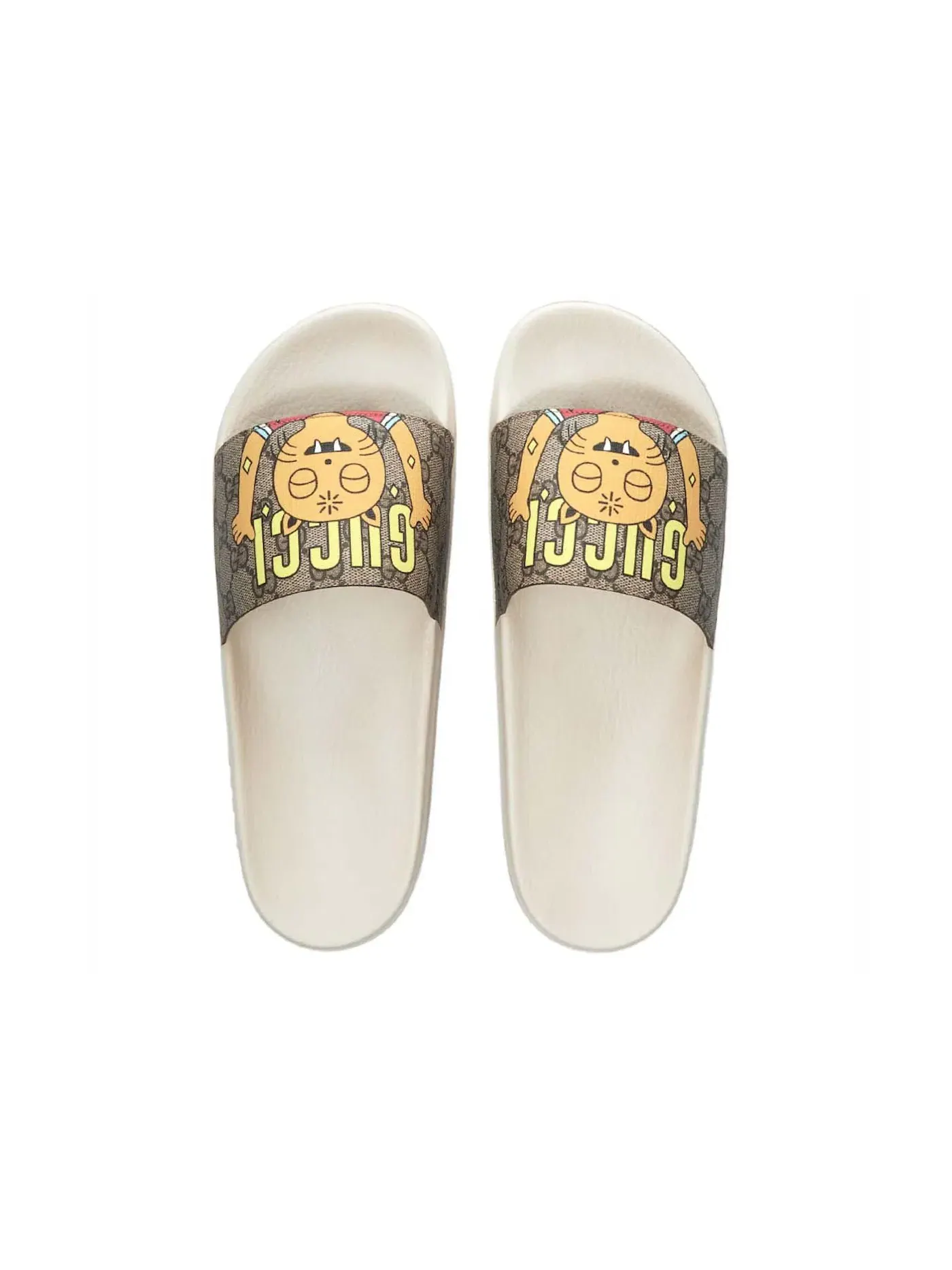 Шлепанцы Gucci x Pablo Delcielo Cat GG Supreme Slide — изображение 2 из 2, бежевый