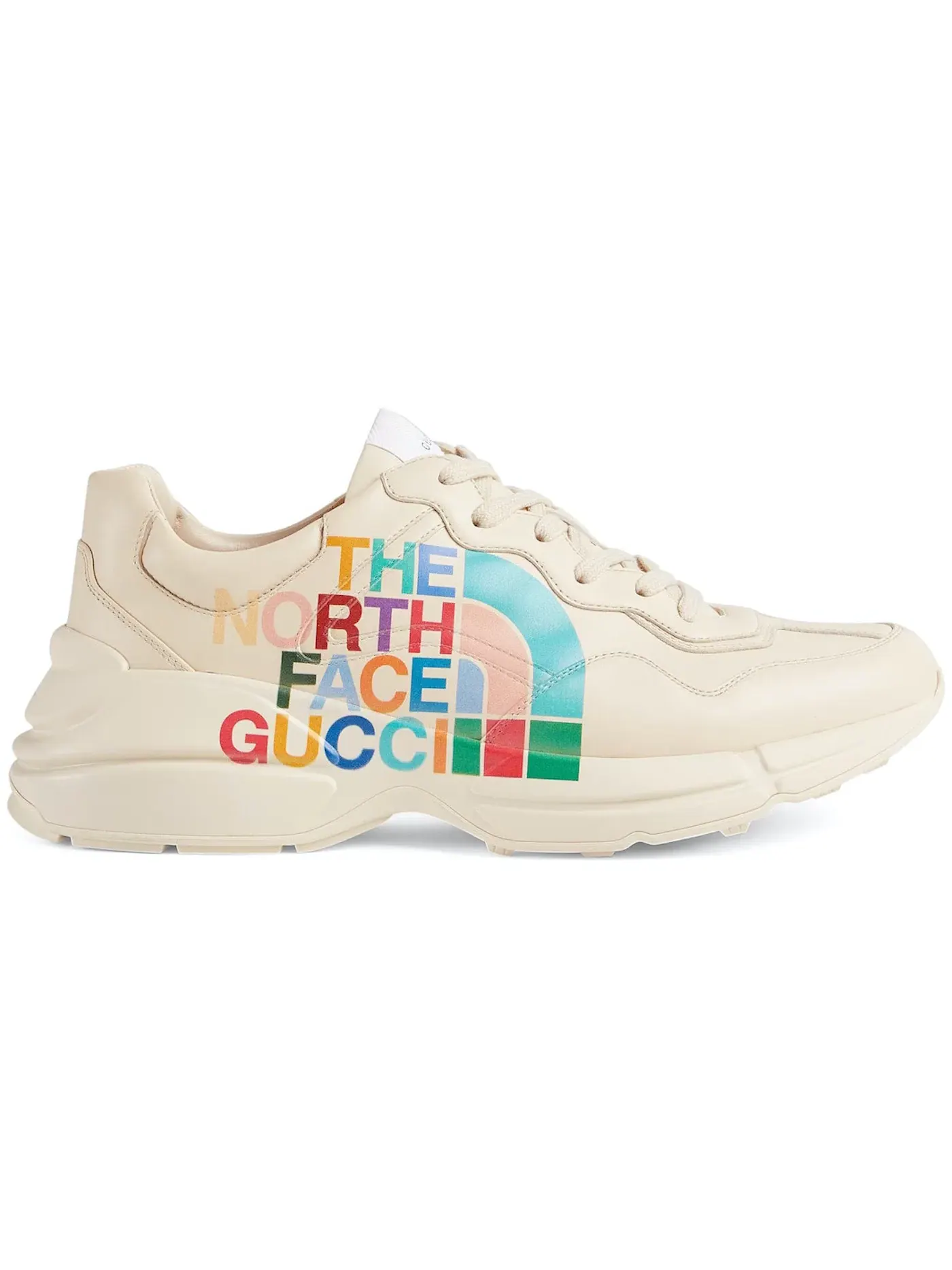 Кроссовки женские Gucci x The North Face Rhyton, с принтом — изображение 1 из 1, бежевый мульти