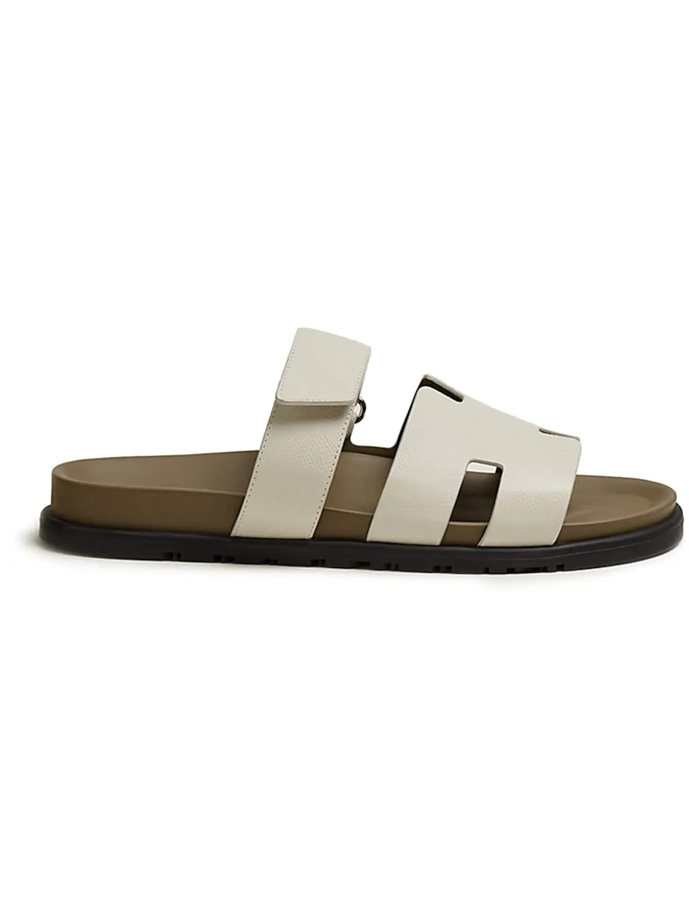 Мужские сандалии-слайды с рифленой подошвой Hermes Chypre Sandal — изображение 1 из 3, бежевый//черный