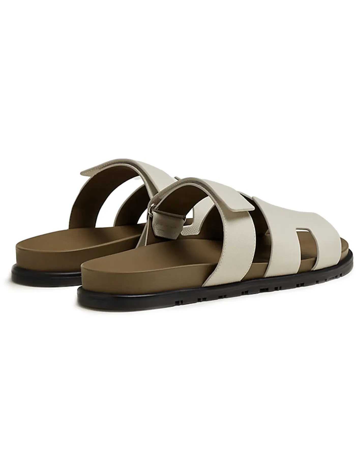 Мужские сандалии-слайды с рифленой подошвой Hermes Chypre Sandal — изображение 3 из 3, бежевый//черный