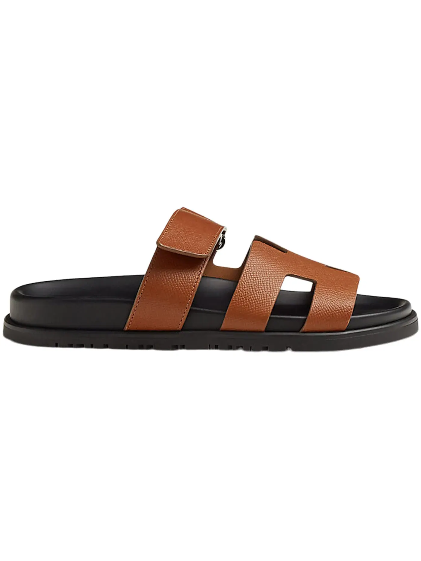 Женские сандалии-шлепанцы из кожи эпсом Hermes Chypre Sandal — изображение 1 из 3, коричневый/черный