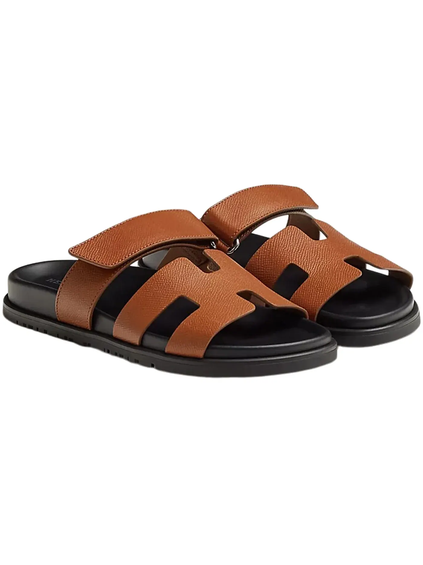 Женские сандалии-шлепанцы из кожи эпсом Hermes Chypre Sandal — изображение 2 из 3, коричневый/черный