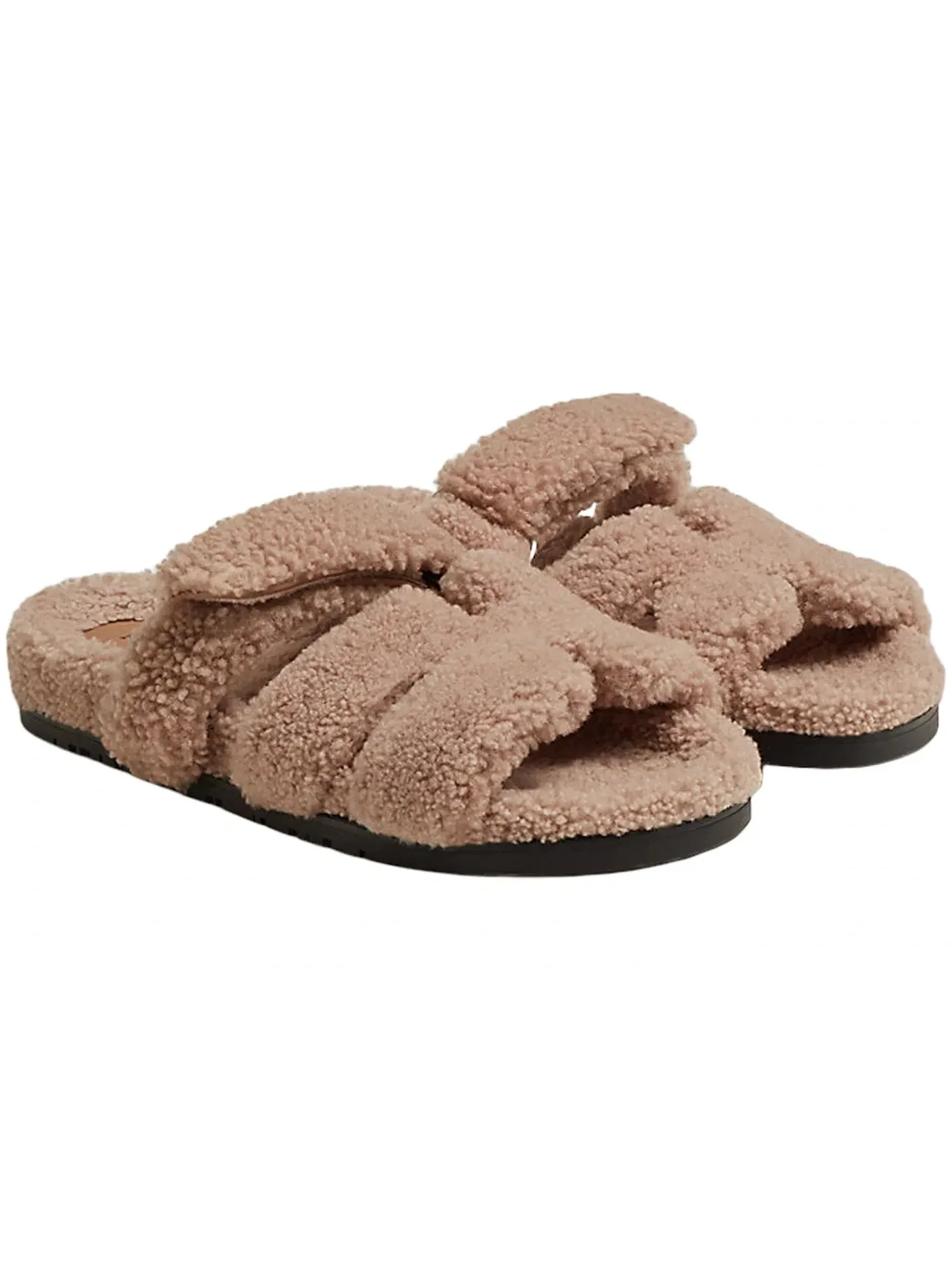 Женские сандалии из овчины Hermes Chypre Sandal — изображение 2 из 3, розовый/черный