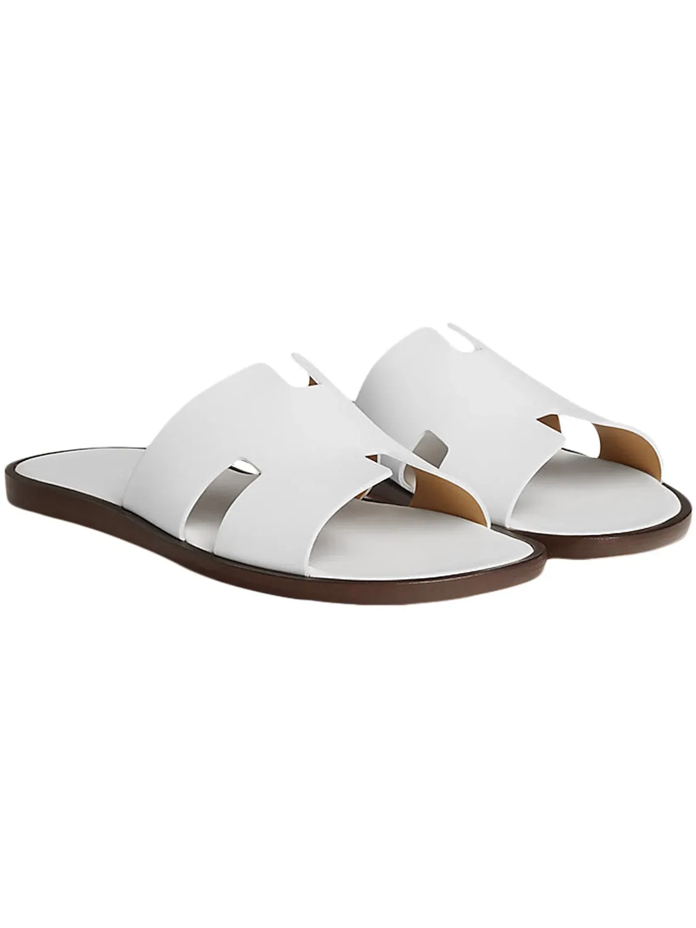 Мужские сандалии Blanc Smooth Calfskin Leather Hermes — изображение 2 из 3, коричневый