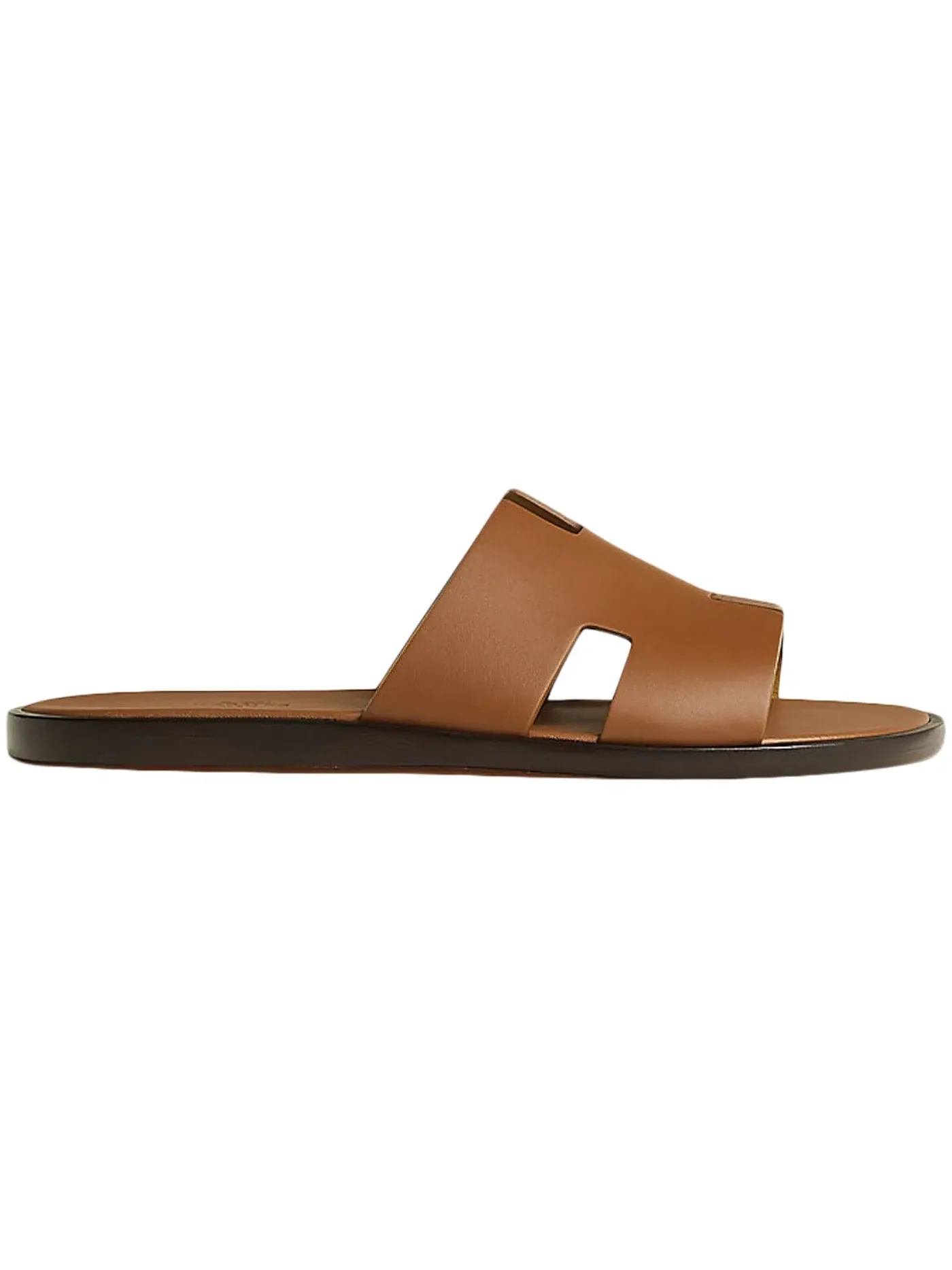 Мужские сандалии гладкие из телячьей кожи Hermes Izmir Sandal — изображение 1 из 3, золотистый/черный
