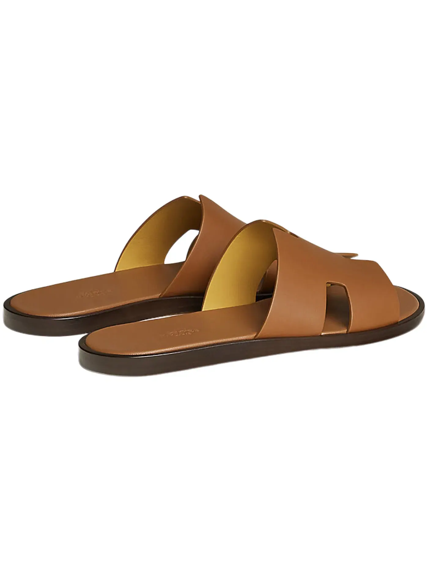 Мужские сандалии гладкие из телячьей кожи Hermes Izmir Sandal — изображение 3 из 3, золотистый/черный