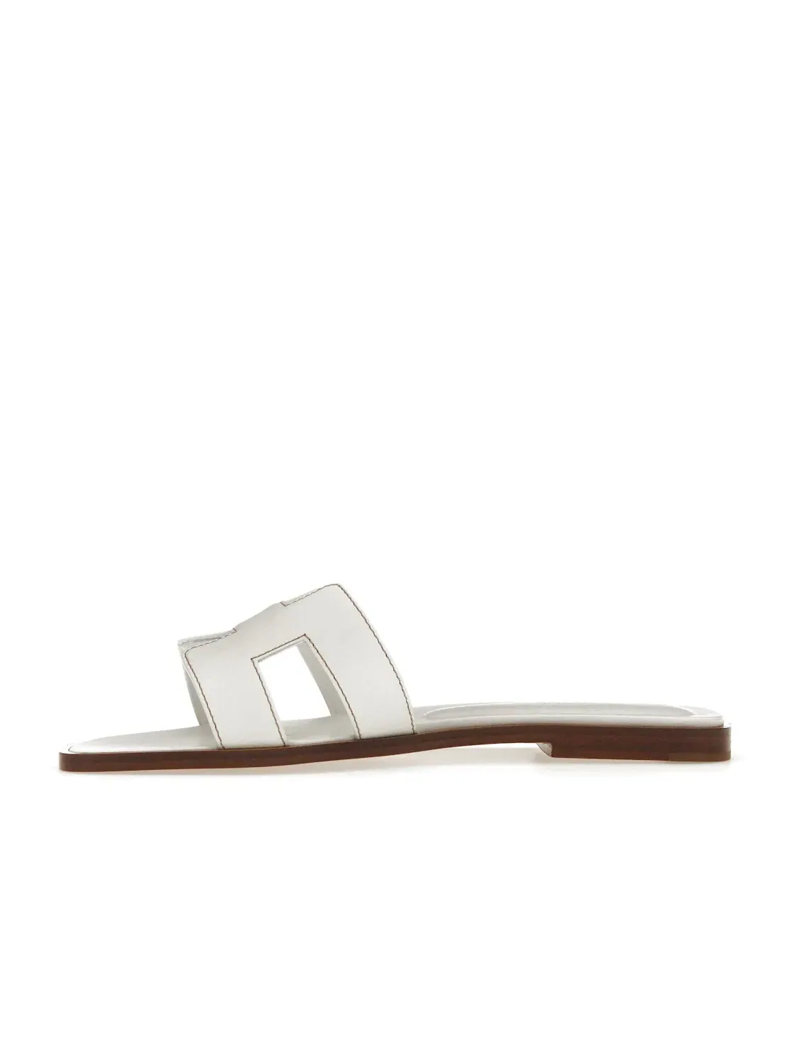 Женские сандалии-слайды Hermes Oran Sandal Hermes — изображение 3 из 4, белый/коричневый