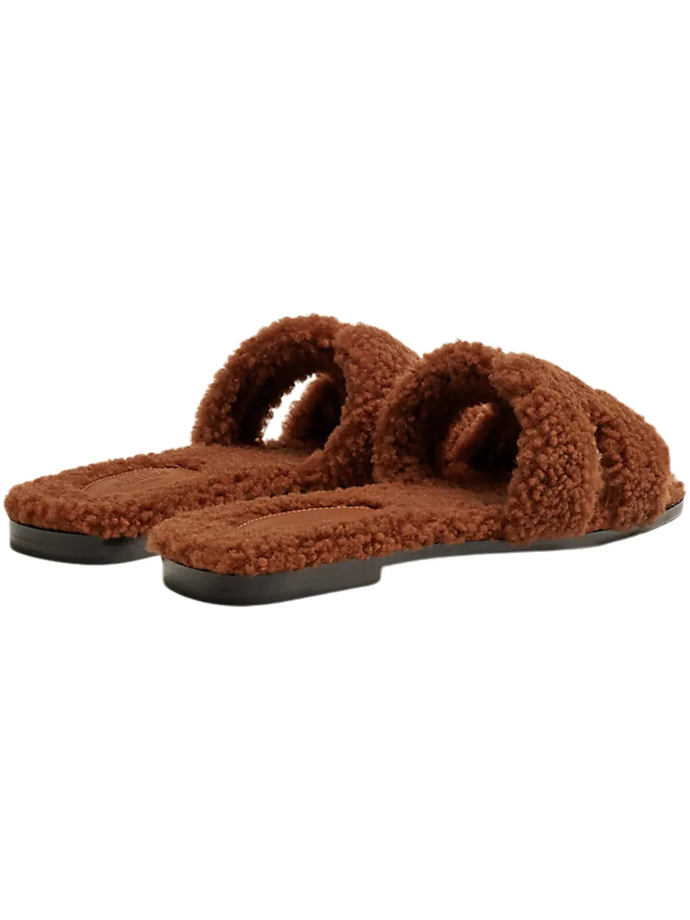 Женские сандалии с кожаной подошвой Hermes Oran Sandal — изображение 3 из 3, коньячный/черный