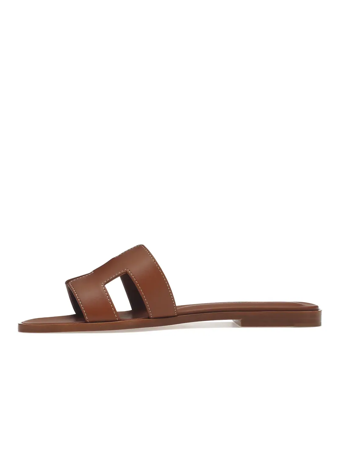 Женские сандалии с золотой отделкой Hermes Oran Sandal — изображение 3 из 4, коричневый