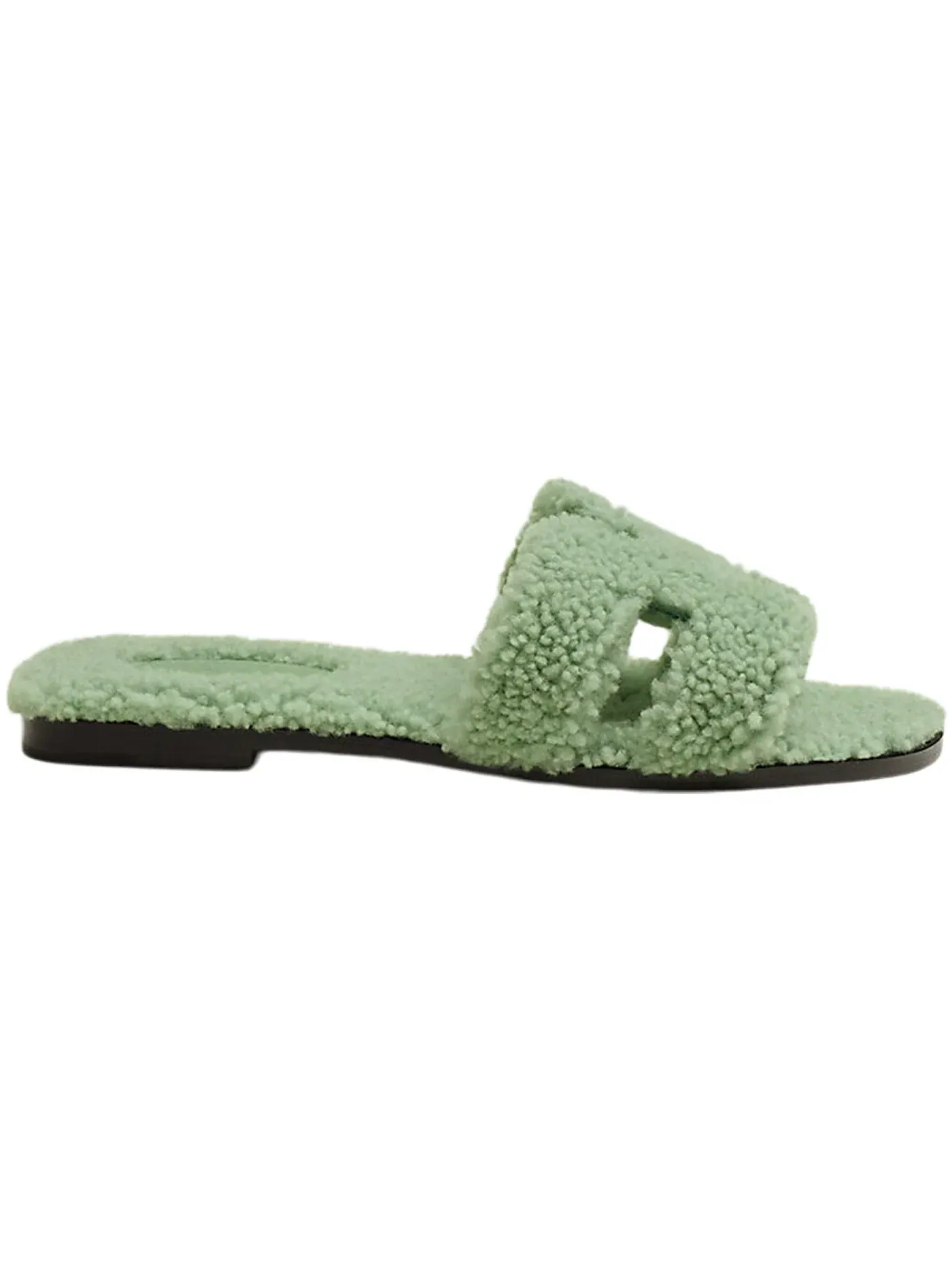 Женские сандалии с мехом Woolskin Hermes Oran Sandal — изображение 1 из 3, светлый зеленый/черный