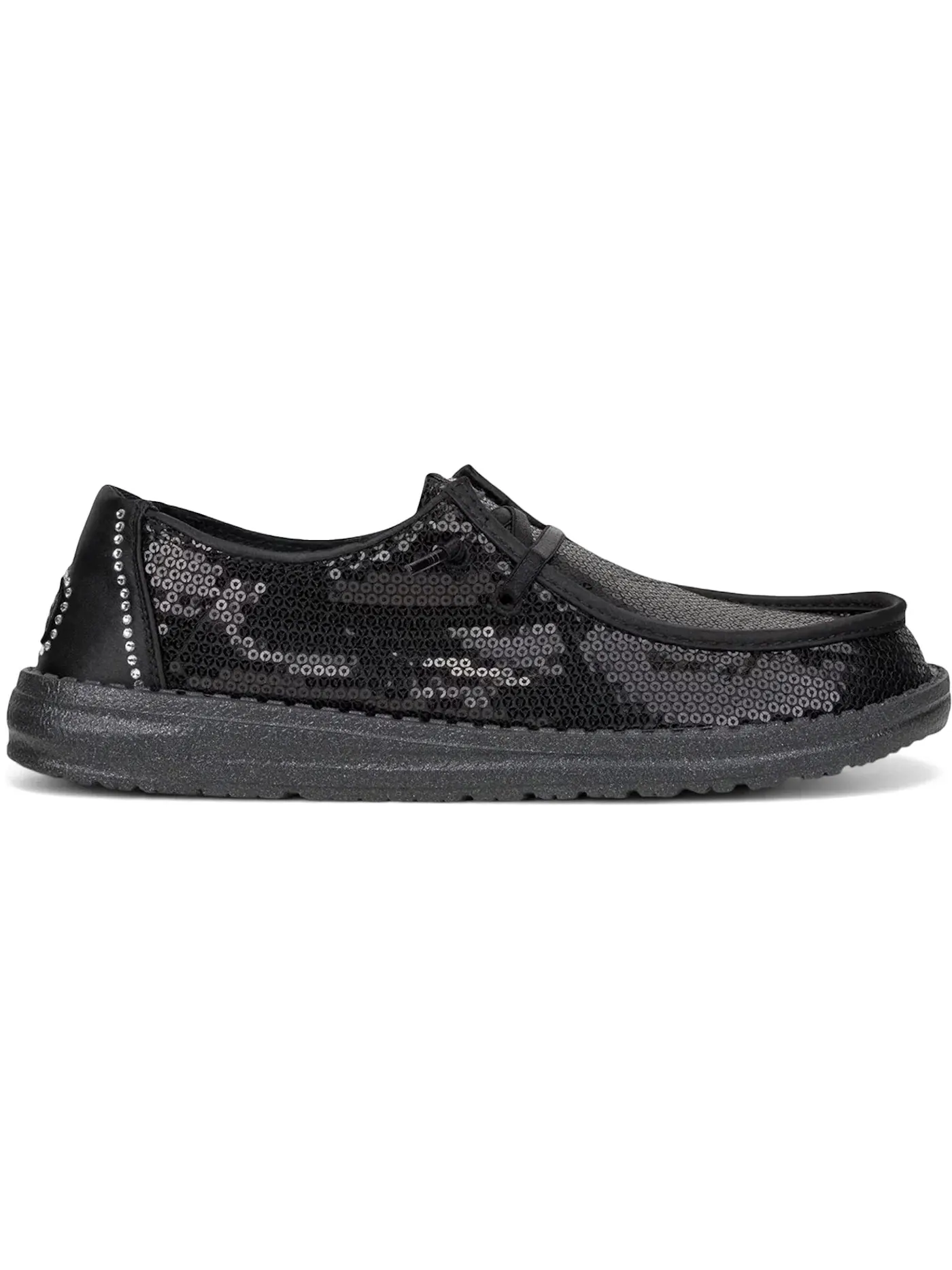 Женские лоферы с блестками Hey Dude Wendy Slip-On — изображение 1 из 1, черный