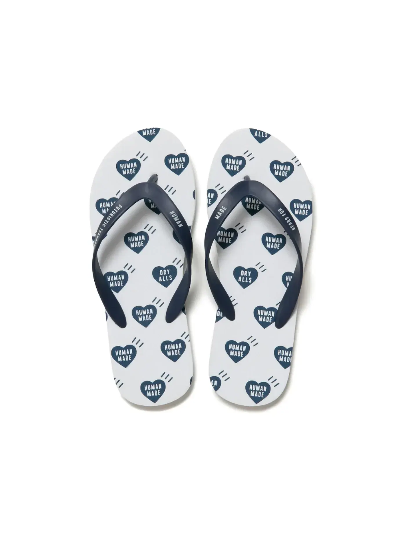 Детские шлепанцы с принтом Human Made Heart Flip Flops Human Made — изображение 1 из 1, белый/темно-синий