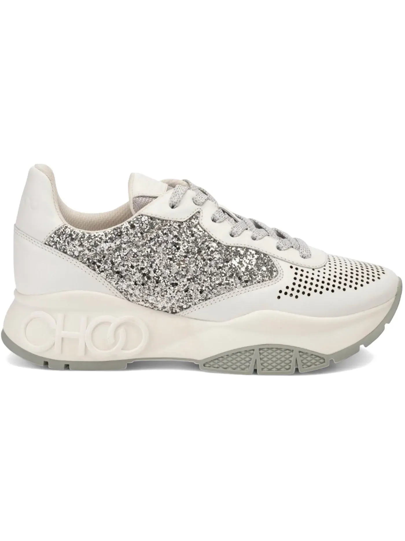 Женские кроссовки с кристаллами Jimmy Choo Rylie Sneaker — изображение 1 из 1, белый серебристый