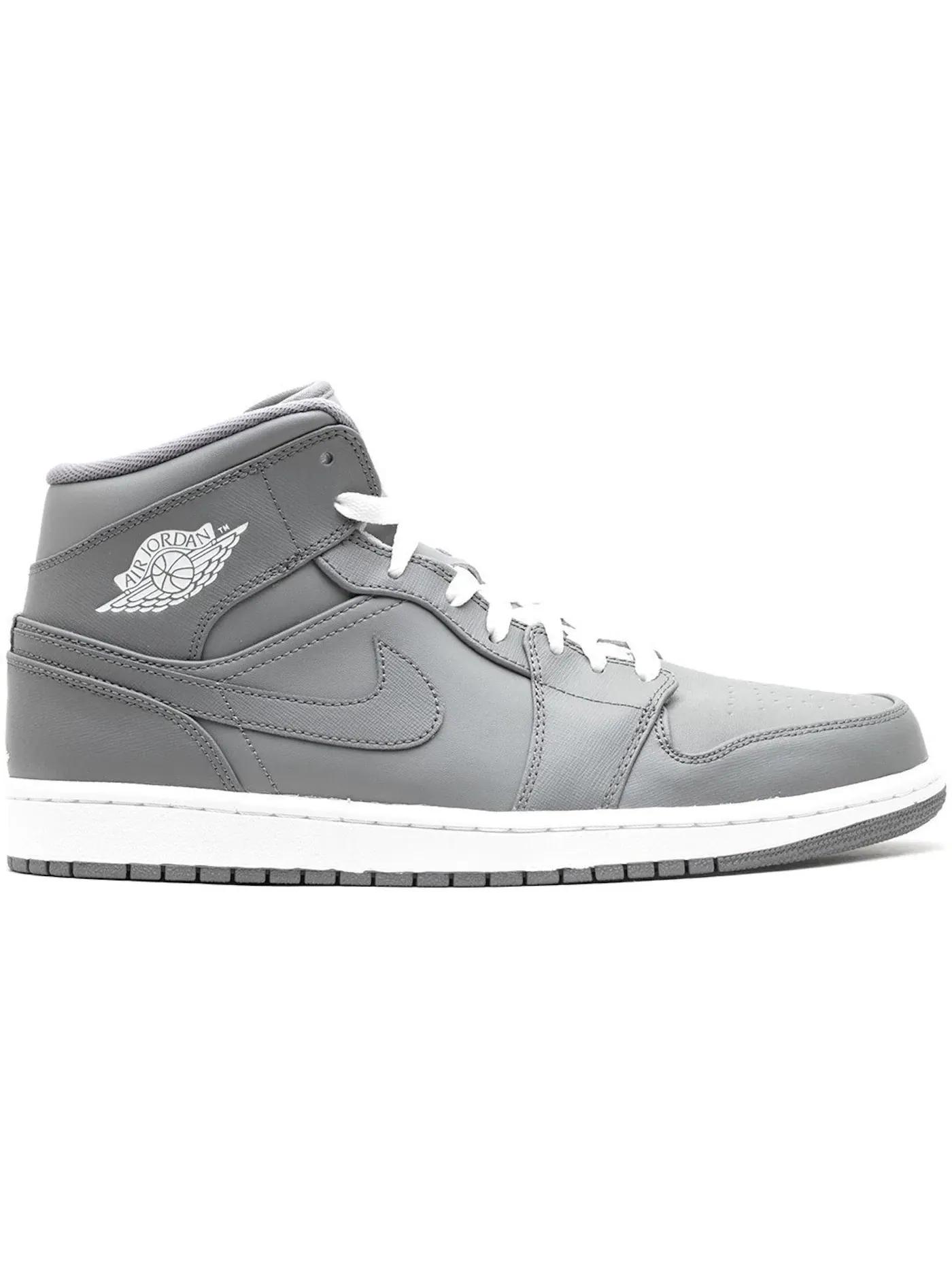 Мужские кроссовки с кожаным верхом Jordan 1 Retro Mid Jordan — изображение 1 из 1, серый/белый