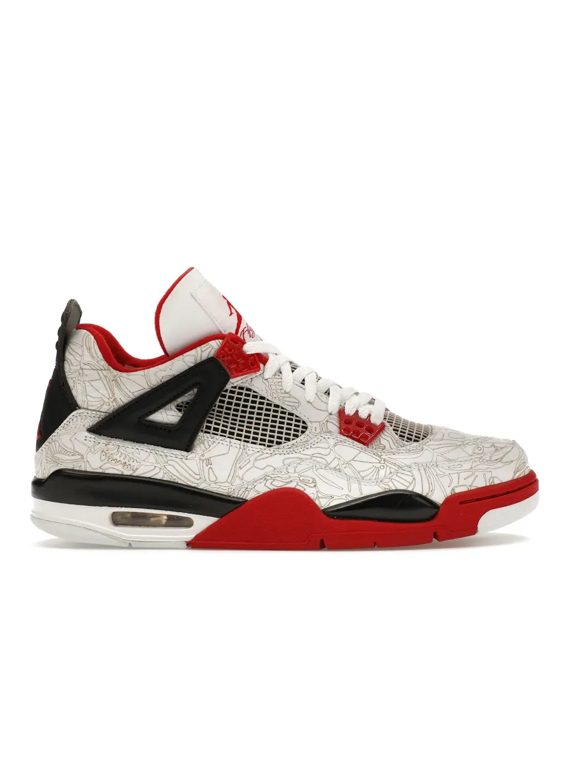 Мужские кроссовки с лазерной гравировкой Jordan 4 Retro — изображение 1 из 4, белый/красный-черный