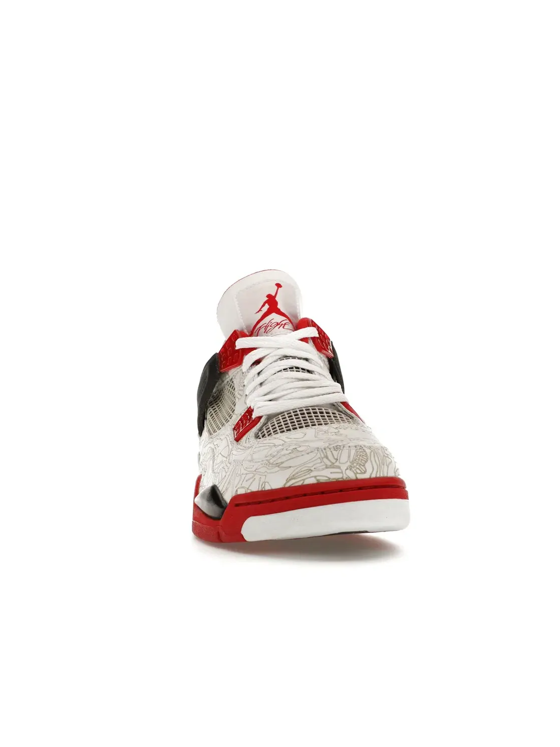 Мужские кроссовки с лазерной гравировкой Jordan 4 Retro — изображение 2 из 4, белый/красный-черный