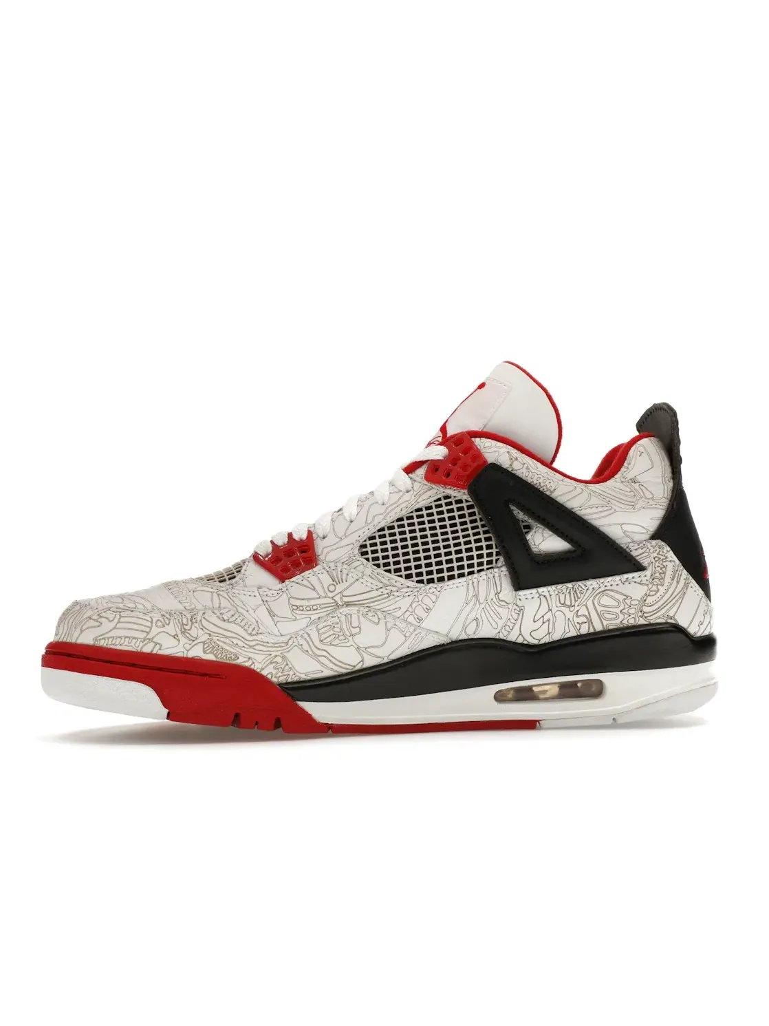 Мужские кроссовки с лазерной гравировкой Jordan 4 Retro — изображение 3 из 4, белый/красный-черный