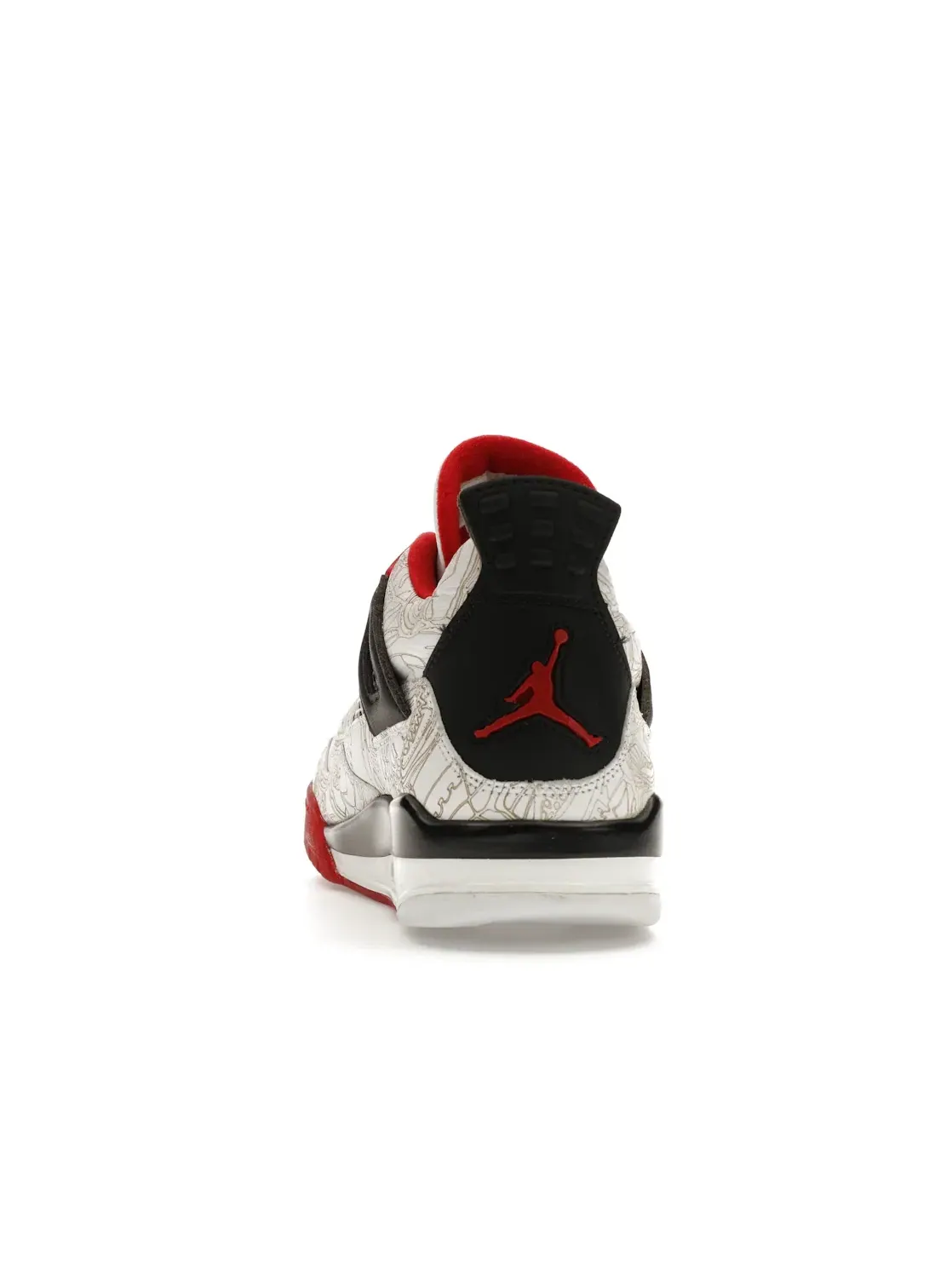 Мужские кроссовки с лазерной гравировкой Jordan 4 Retro — изображение 4 из 4, белый/красный-черный