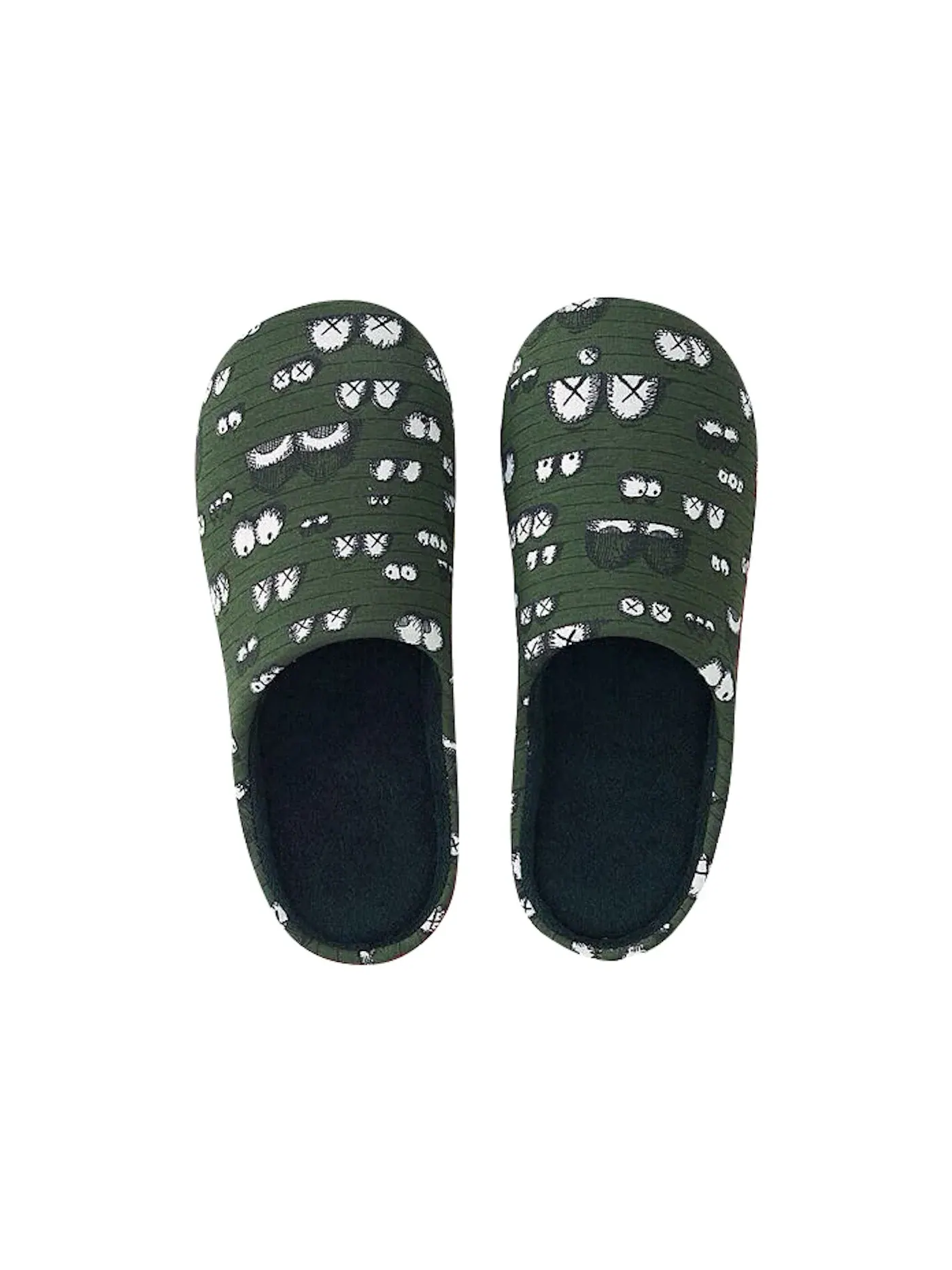 Детские тапочки с принтом Room Shoes KAWS — изображение 1 из 1, оливковый