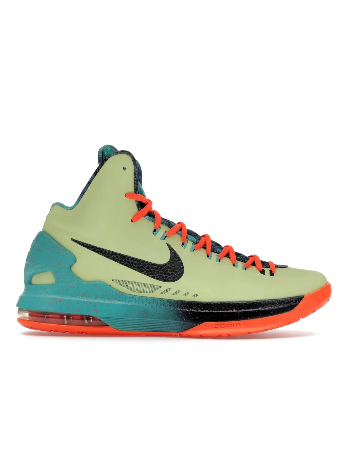 Мужские баскетбольные кроссовки с принтом Nike KD 5 Nike, Liquid Lime/Total Crimson-Sport Turquiose — изображение 1 из 4