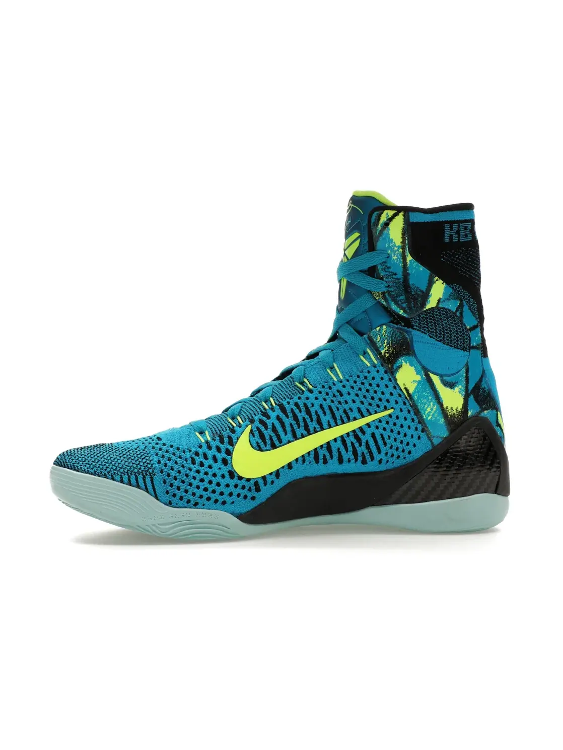 Мужские кроссовки для баскетбола высокие Nike Kobe 9 Elite, Neon Turquoise/Volt — изображение 3 из 4