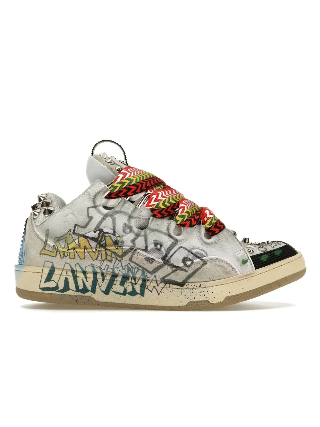Мужские кроссовки с принтом Lanvin Curb Sneaker Lanvin — изображение 1 из 4, белый/черный/мульти