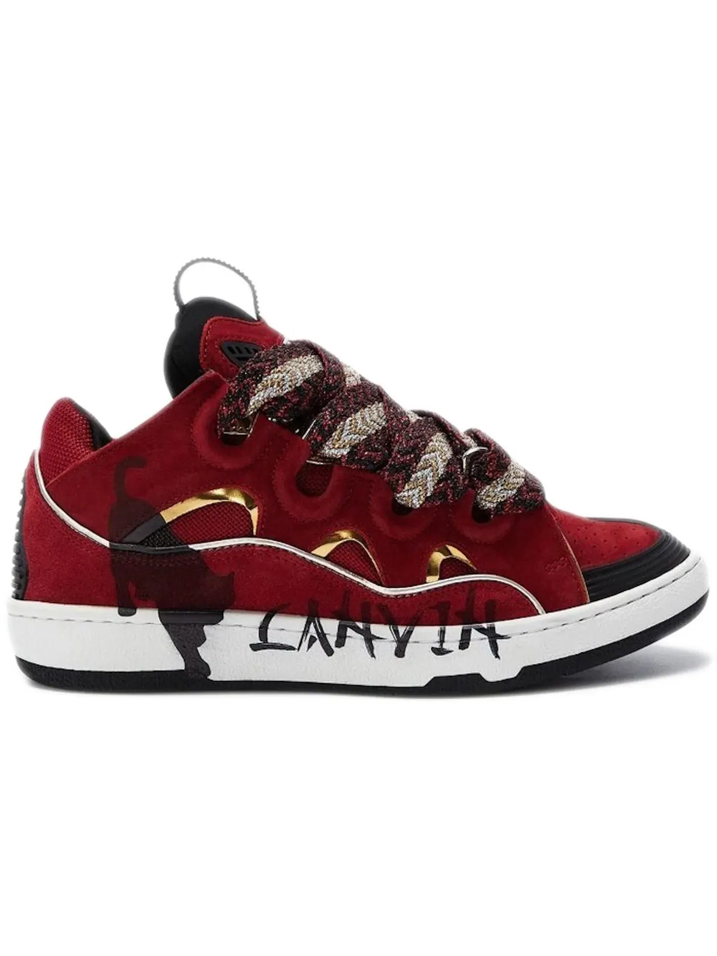 Мужские кроссовки с массивной подошвой Lanvin Curb Sneakers — изображение 1 из 1, красный/золотистый