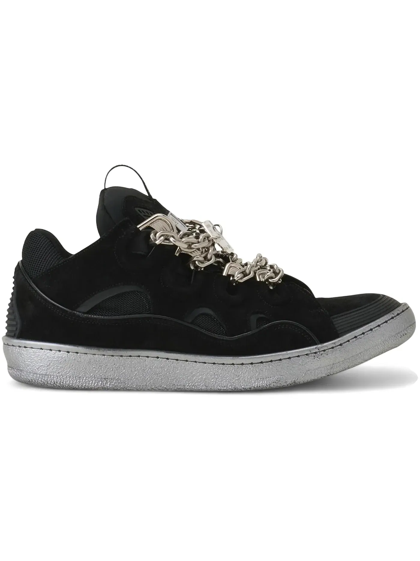 Мужские кеды с принтом Lanvin Leather Curb Lanvin — изображение 1 из 1, черный серебристый
