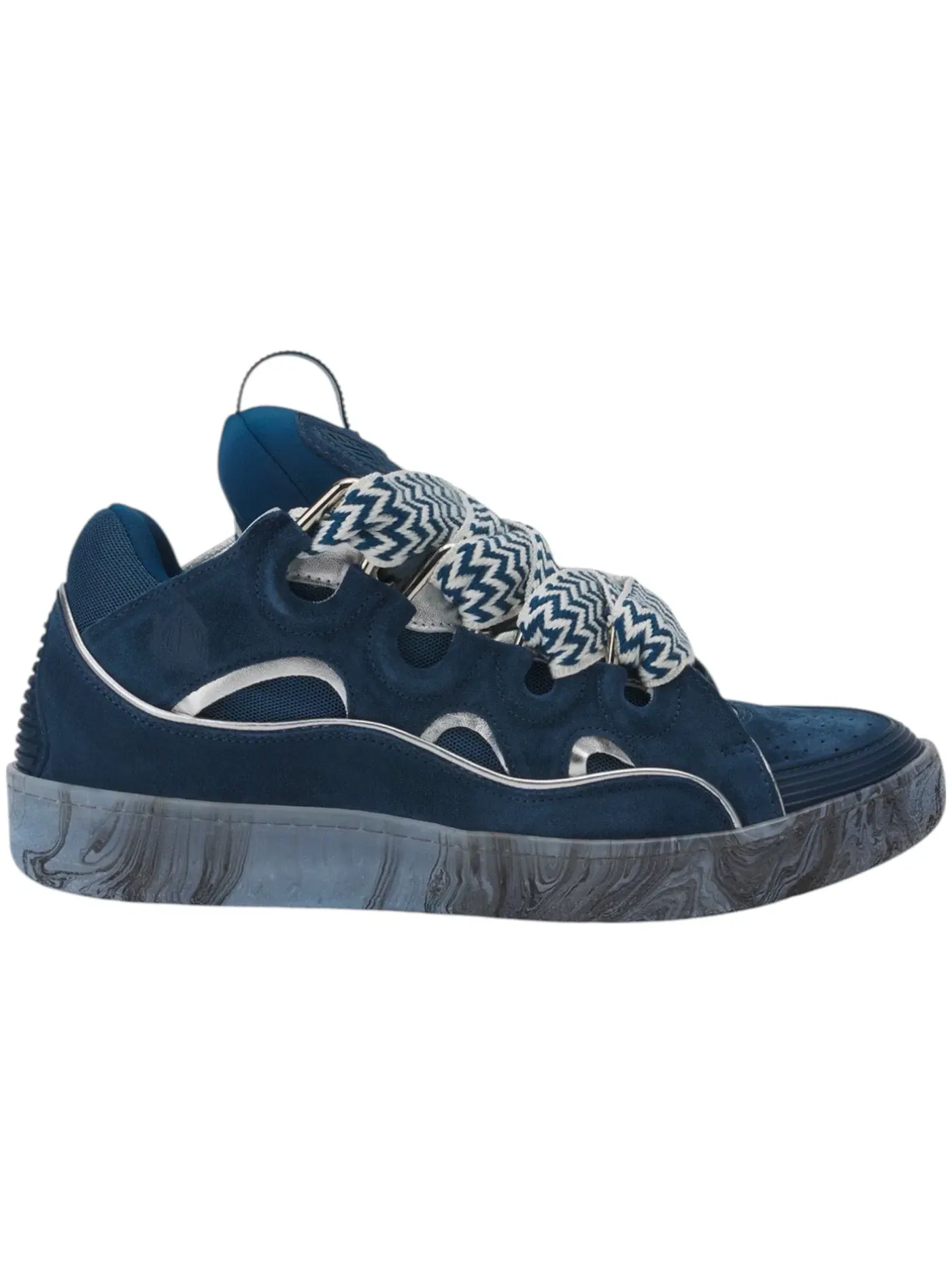Мужские кеды с цепью Lanvin Leather Curb — изображение 1 из 1, синий серебристый