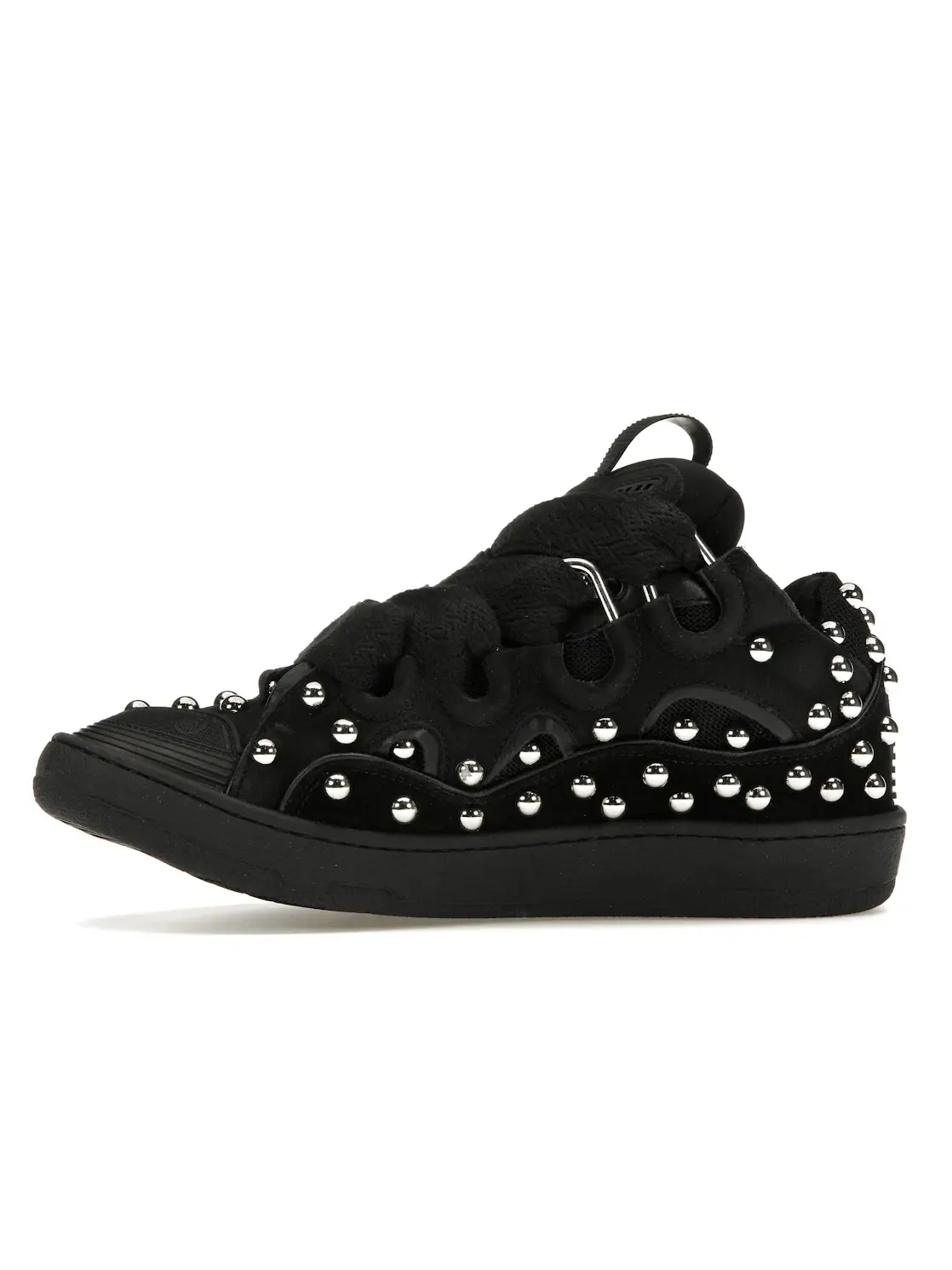 Мужские кроссовки с шипами Lanvin Studded Leather Curb Sneaker Lanvin — изображение 3 из 4, черный/черный